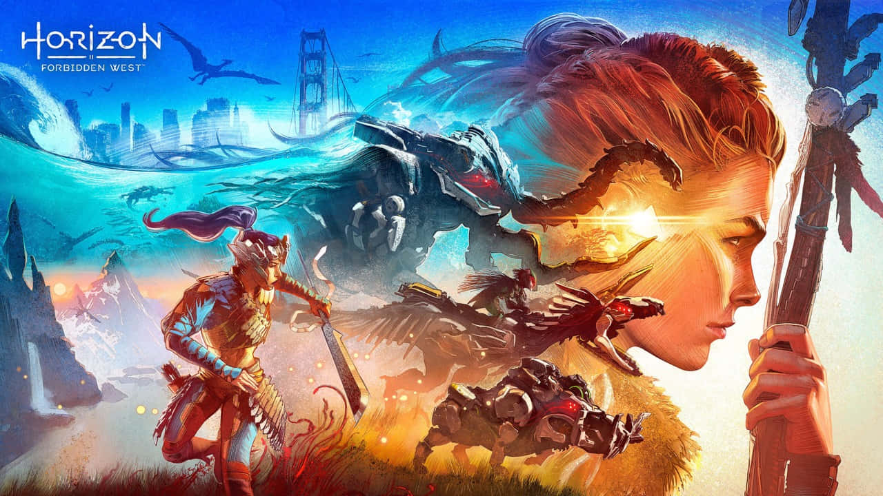 PS5 Games, warrior, vibrant fantasy landscape, HD Desktop Wallpaper