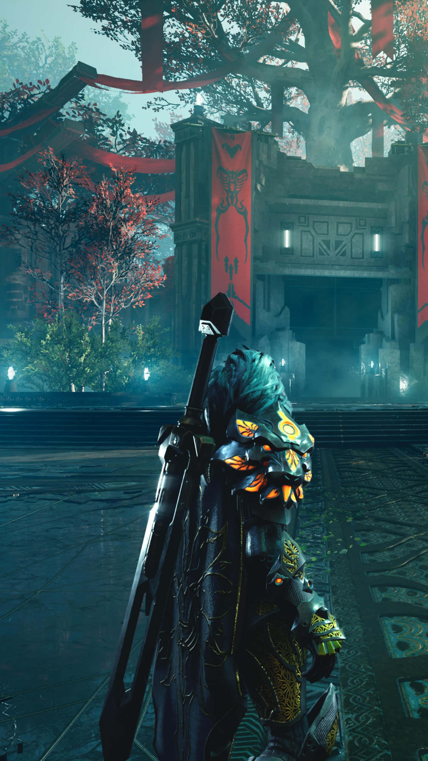 PS5, masked warrior, ornate dark armor, 2K Phone Wallpaper