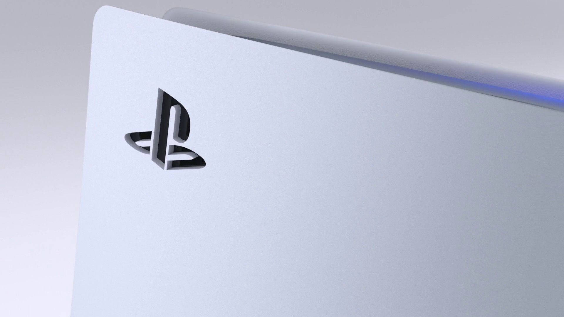 PS5, white, glowing blue light, Full HD Desktop Wallpaper