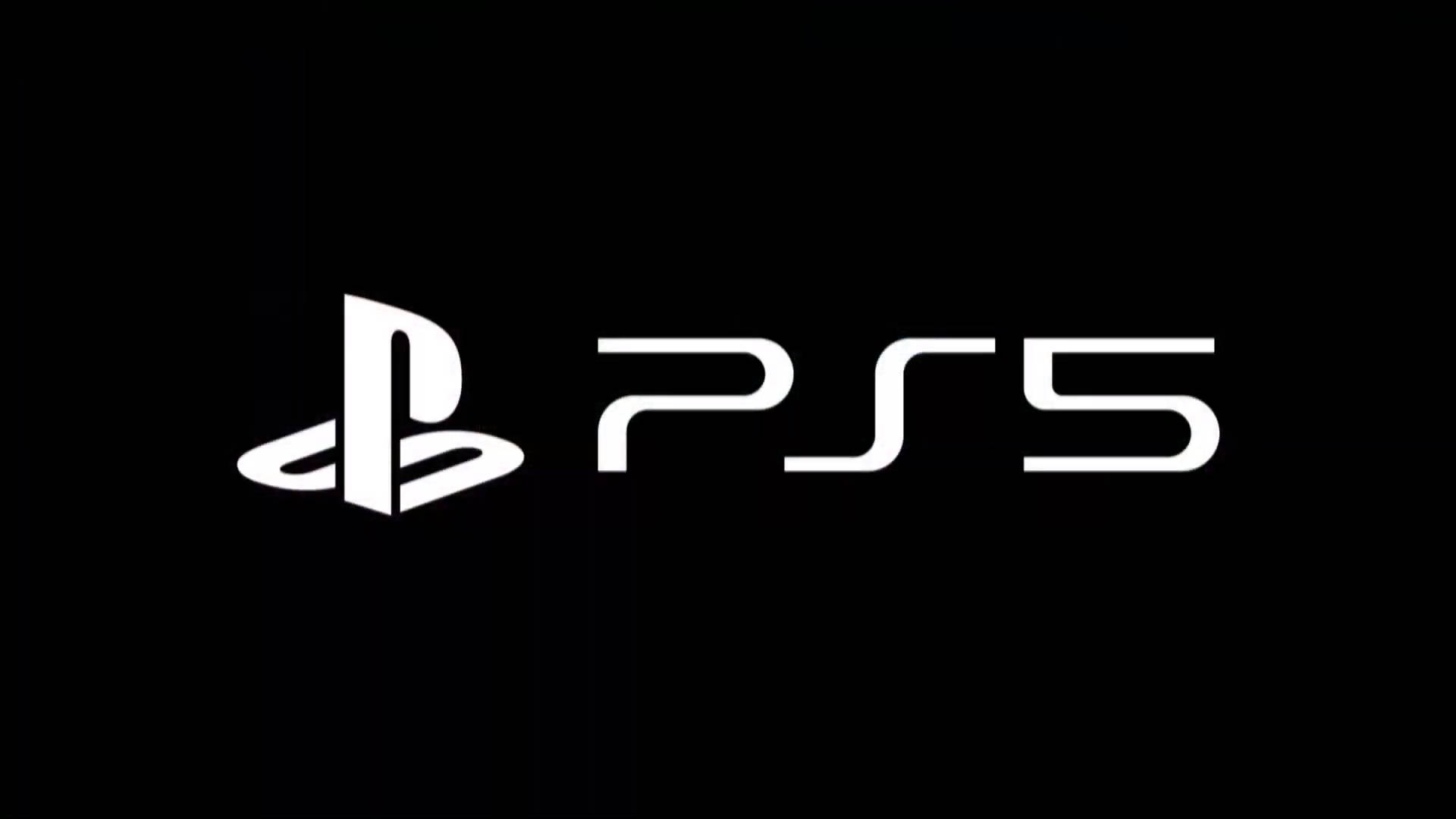 PS5, white PlayStation 5 logo, solid black background, Full HD Desktop Wallpaper