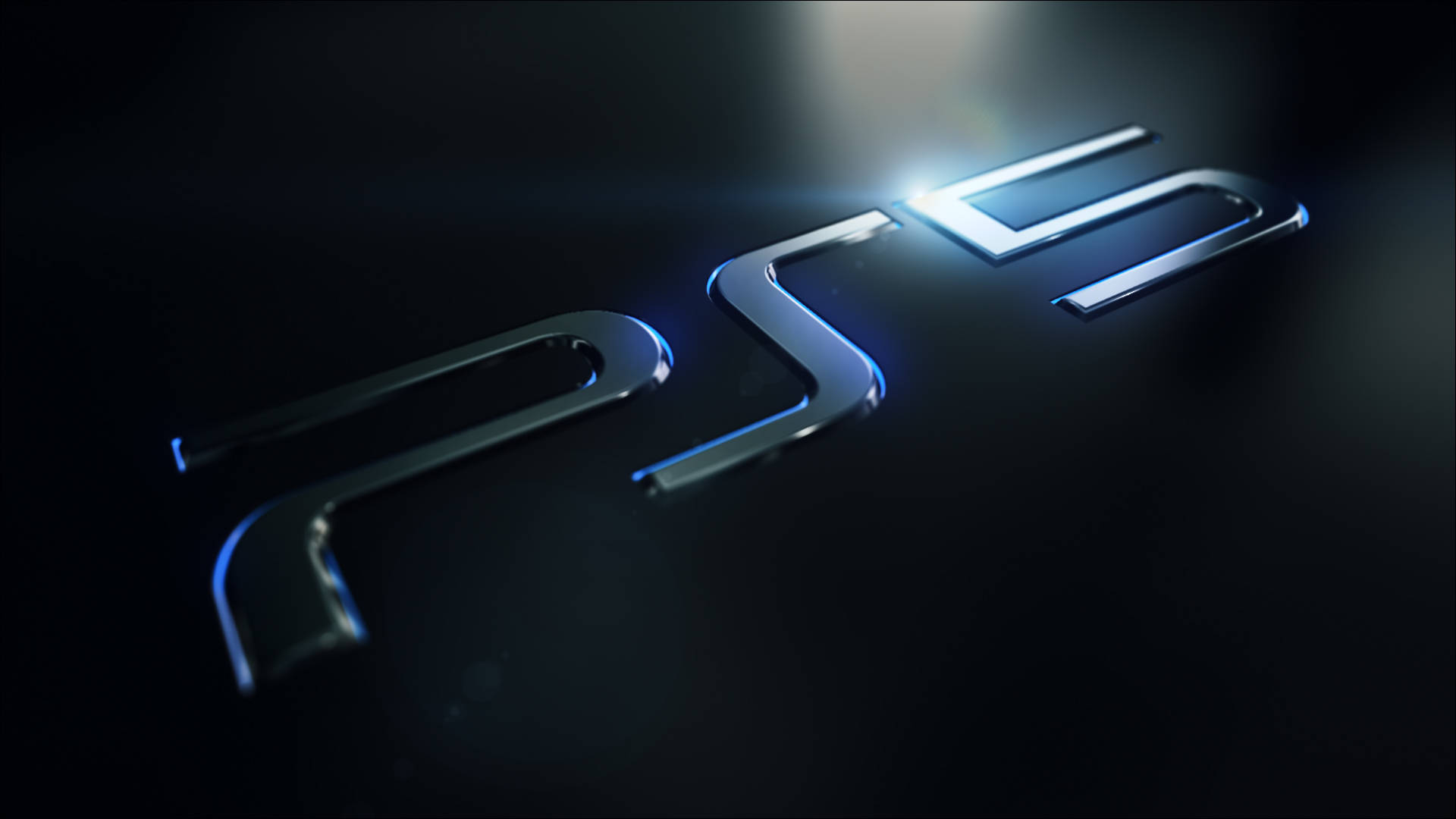 PS5, glossy metallic, blue light, Full HD Desktop Wallpaper