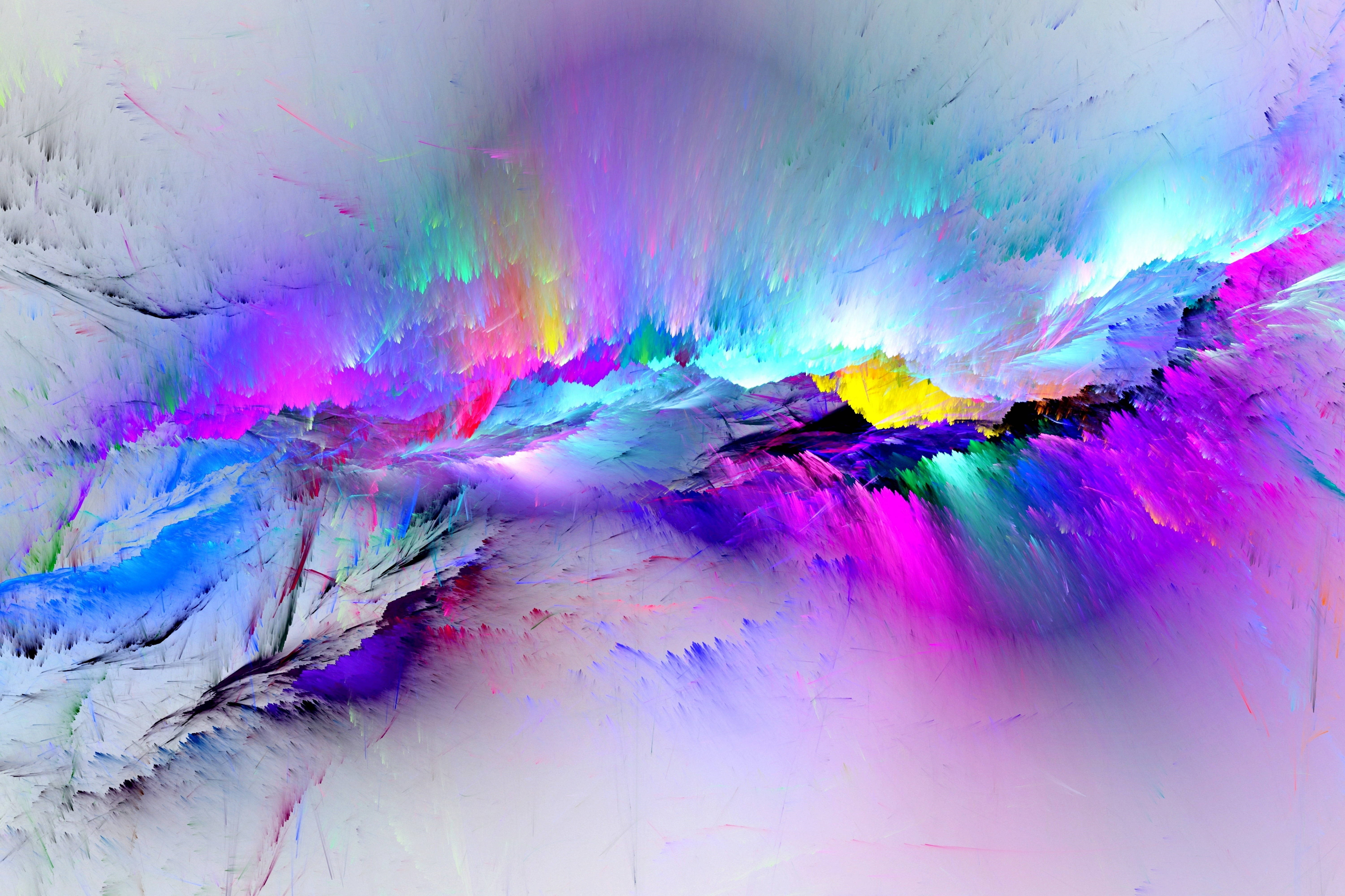 abstract modern blue psychedelic 4k, neon hues, fractal patterns, 5K Desktop Wallpaper