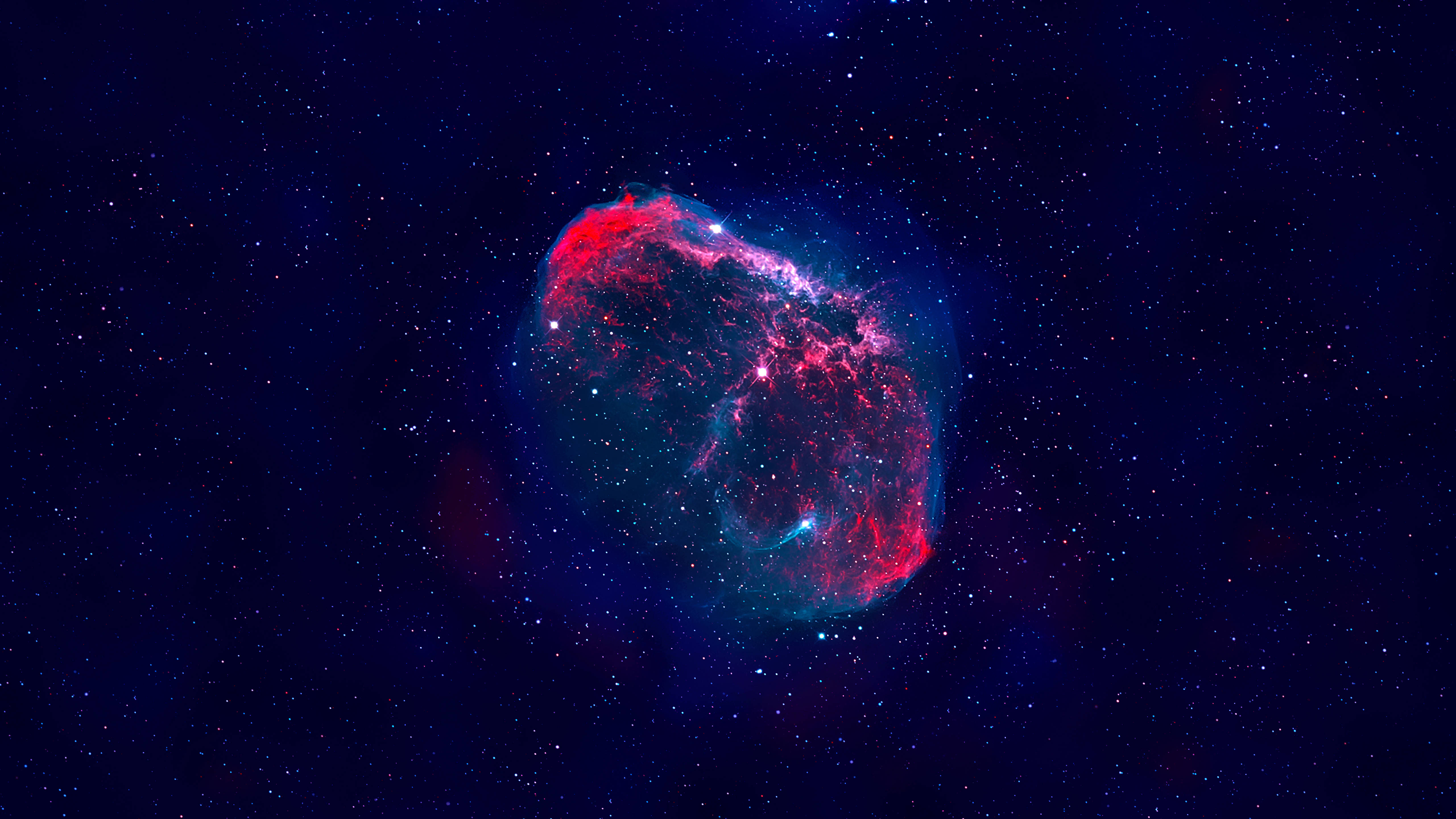 nebula, red and blue, starfield, 5K Desktop Wallpaper