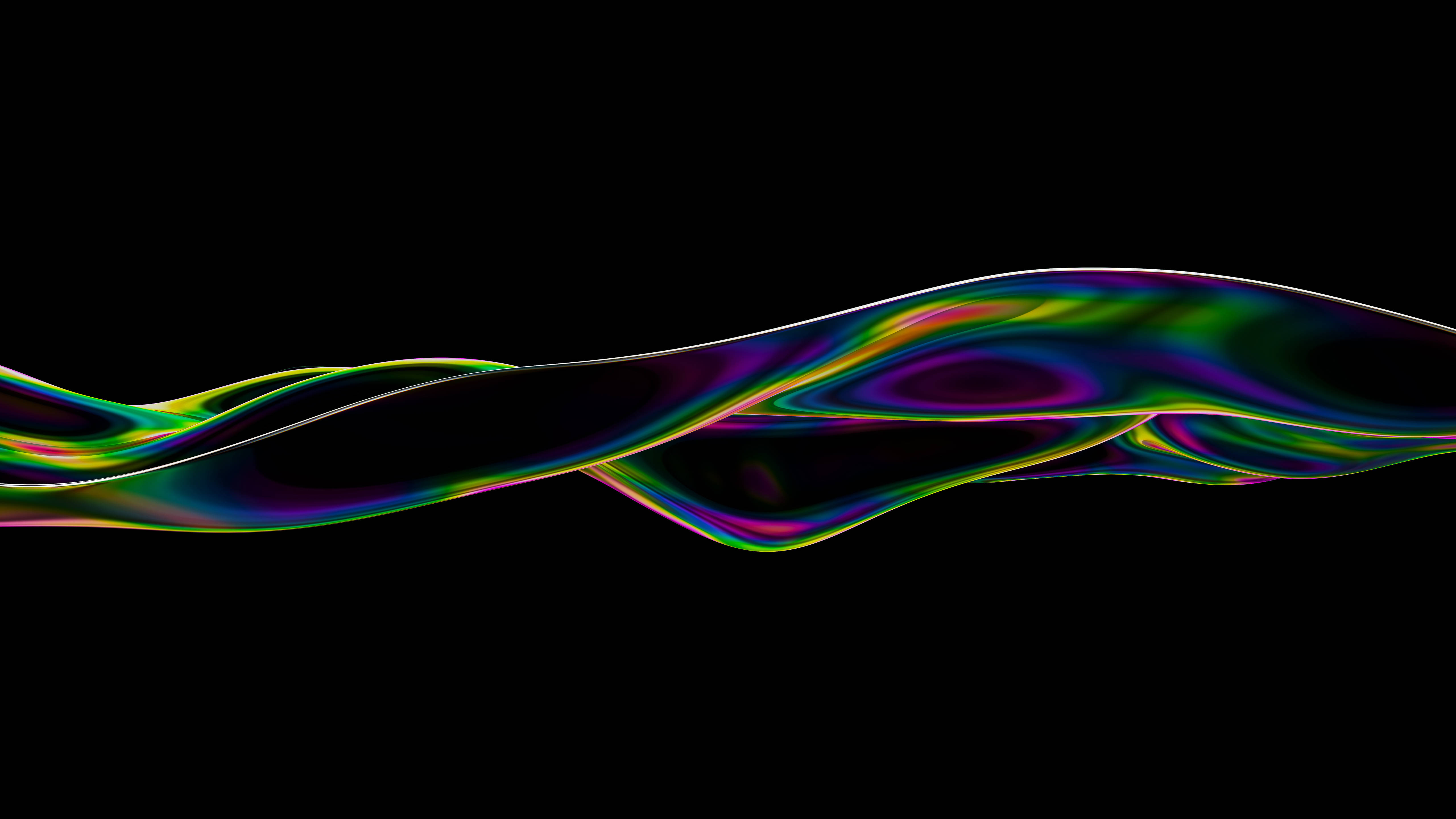 3D Abstract Iridescent Psychedelic 4K, iridescent wave, rainbow colors, 5K Desktop Wallpaper