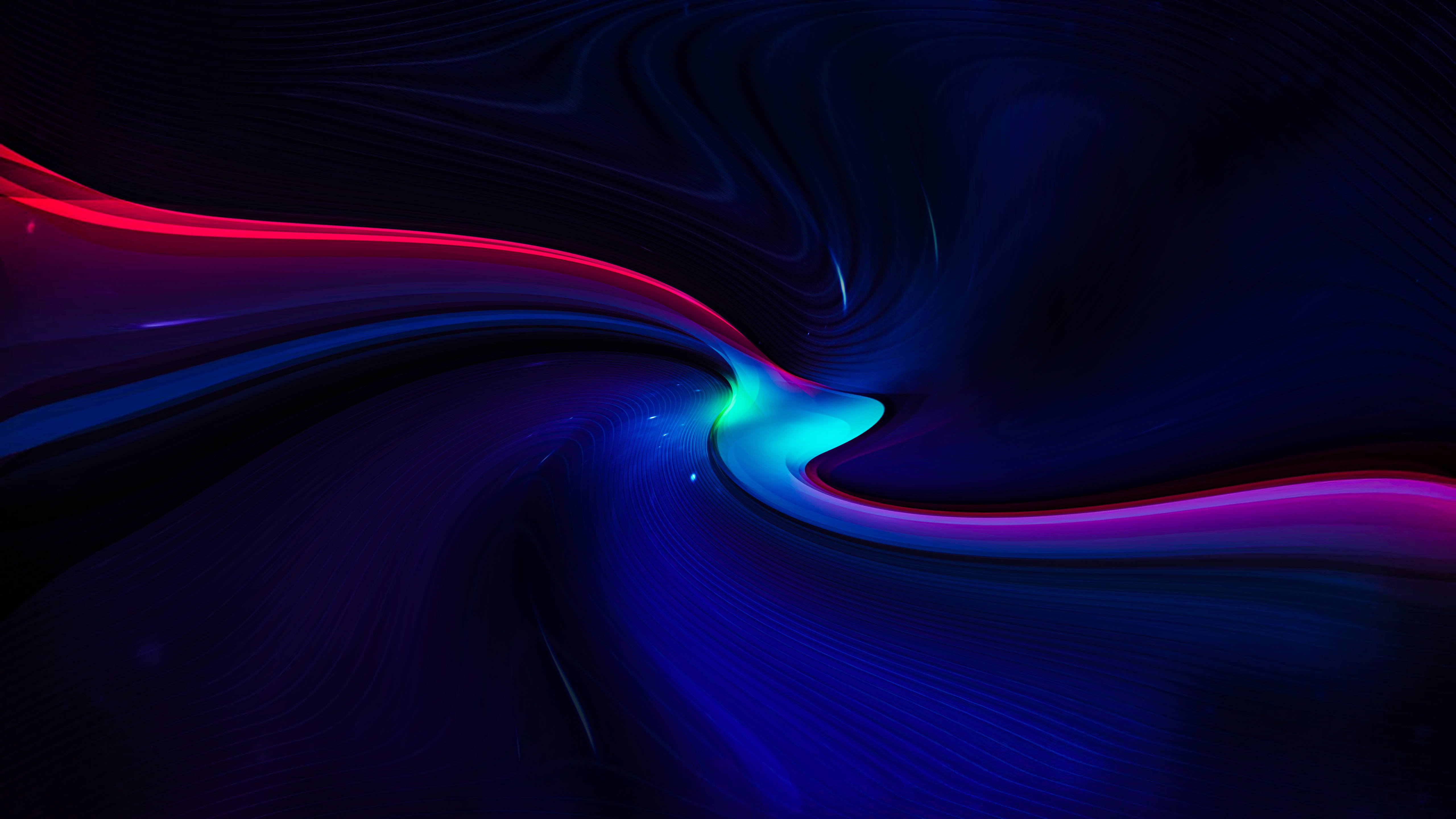 neon red, cyan, liquid waves, 5K Desktop Wallpaper