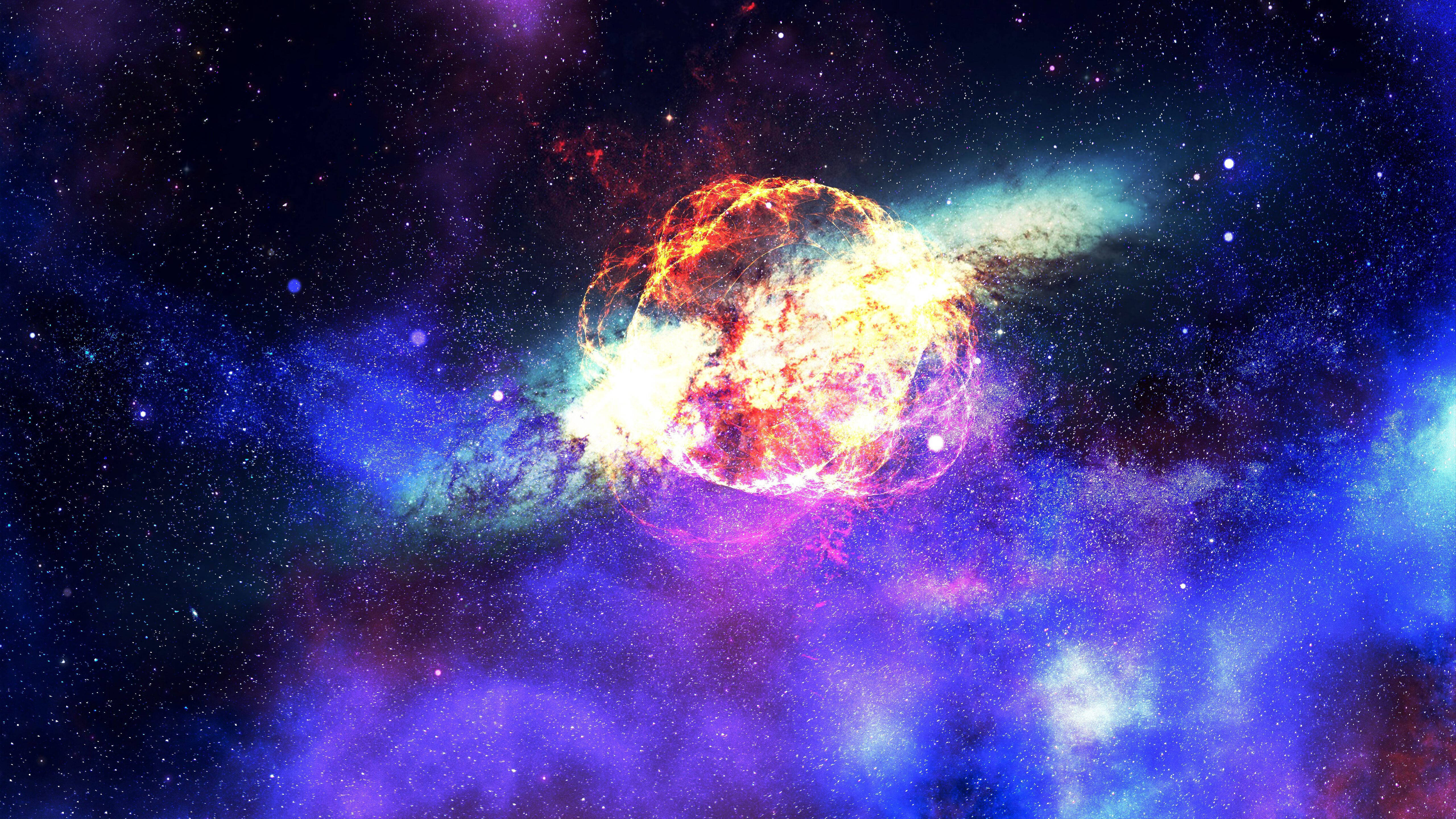 Galaxy Nebula, psychedelic 4K, fiery cosmic explosion, 5K Desktop Wallpaper