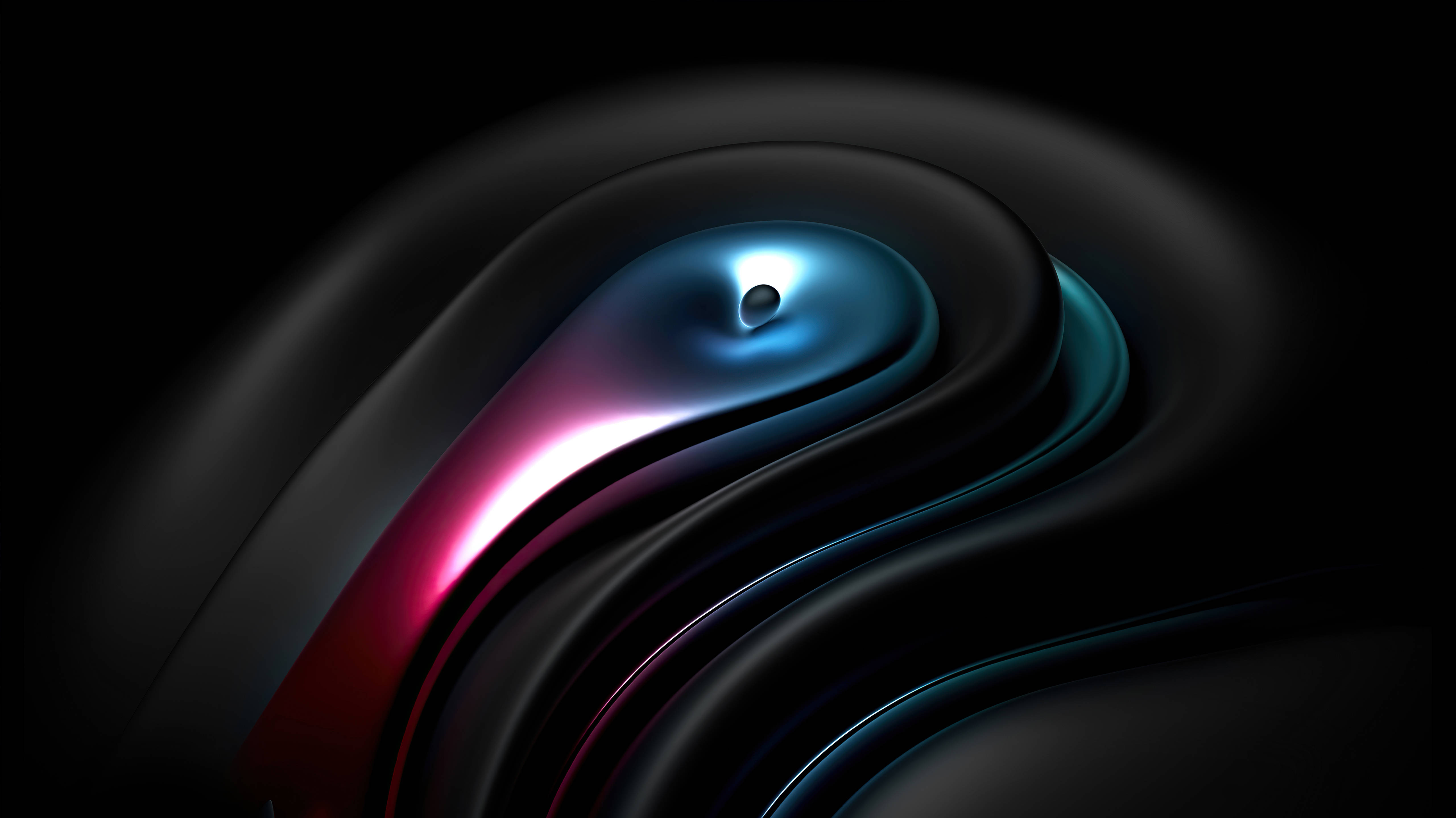 3D Flow, Psychedelic 4K, glossy black curves, 5K Desktop Wallpaper