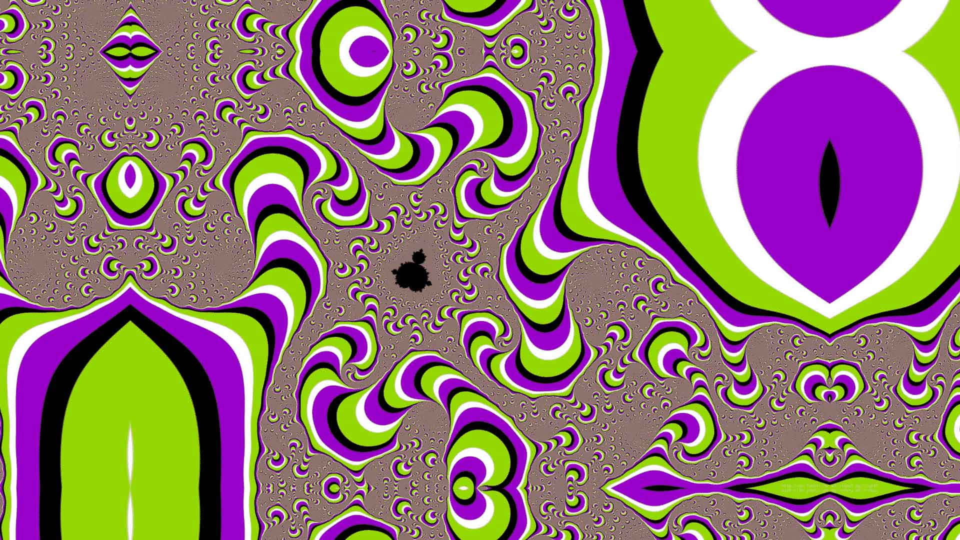 Psychedelic Pattern, swirling purple green and brown fractal shapes, hypnotic visual effect, Full HD Desktop Wallpaper