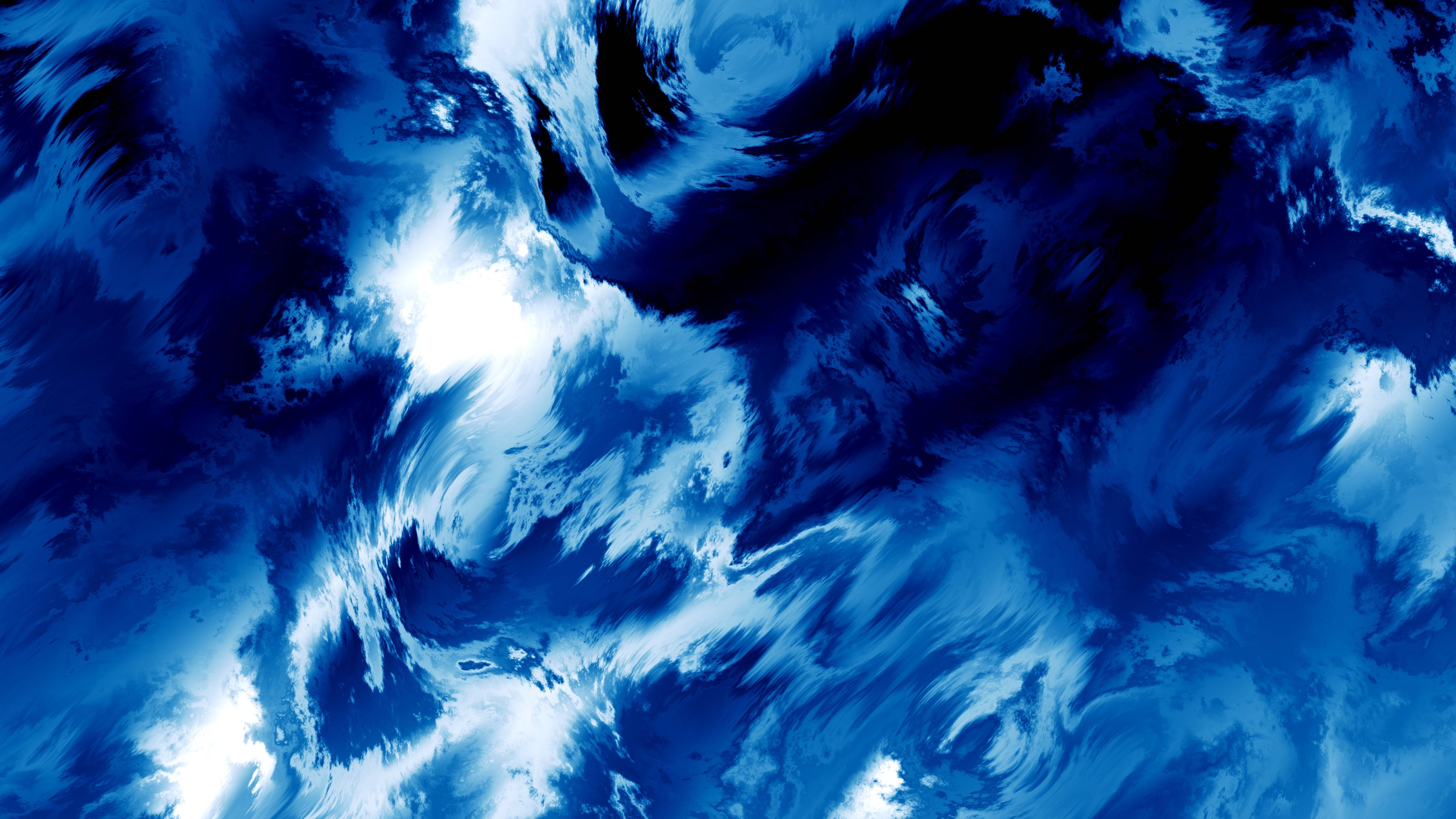 blue fluid, deep blue, bright white, 5K Desktop Wallpaper