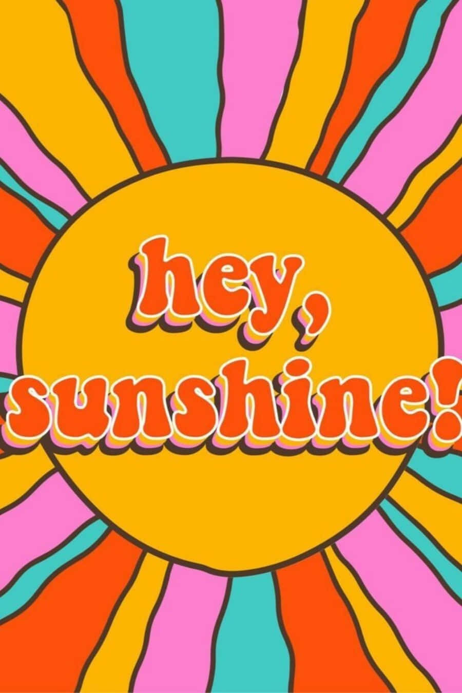 Psychedelic 70s Aesthetic, rainbow rays, playful orange letters, HD Phone Wallpaper