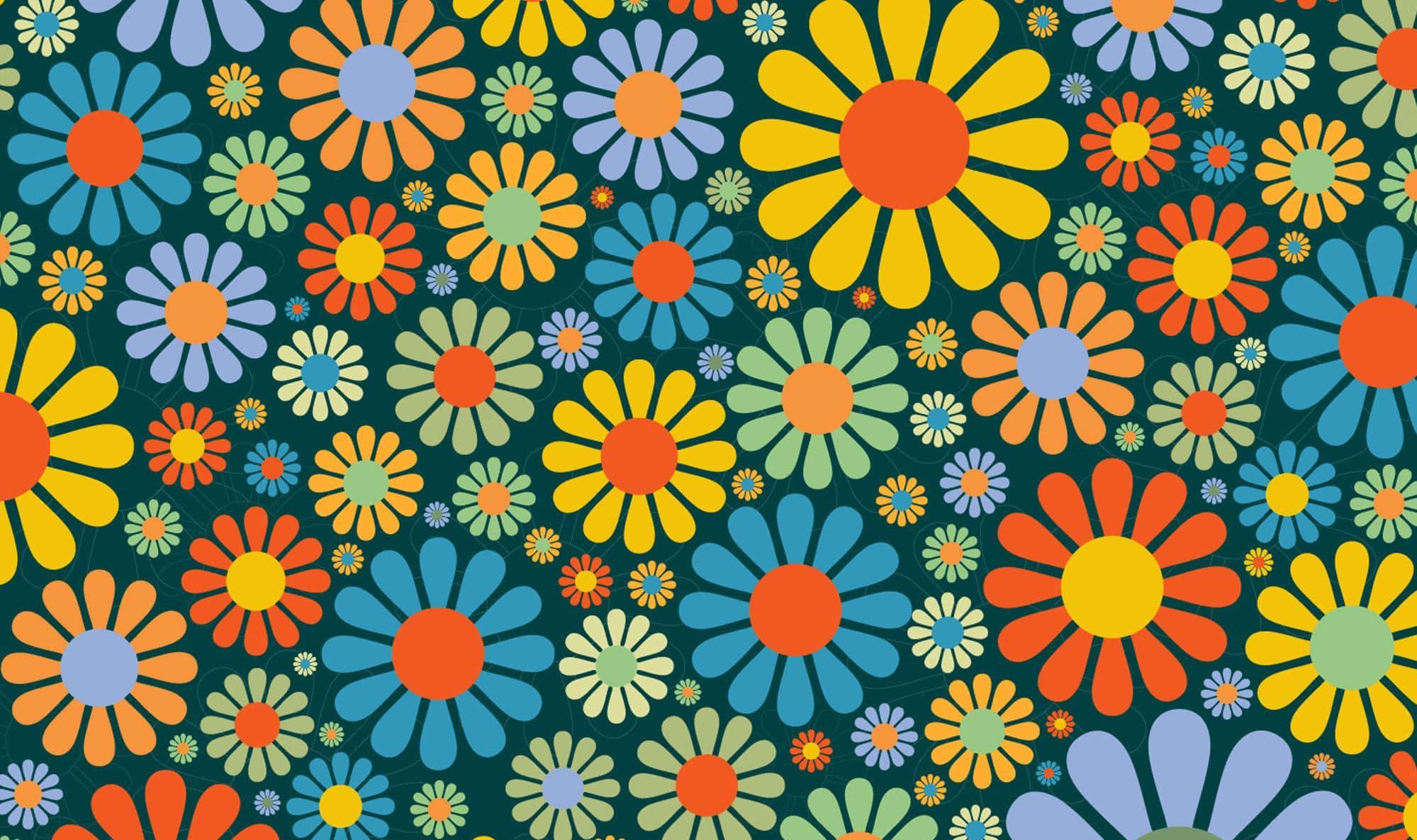 Psychedelic 70s Aesthetic, orange, blue, Full HD Desktop Wallpaper