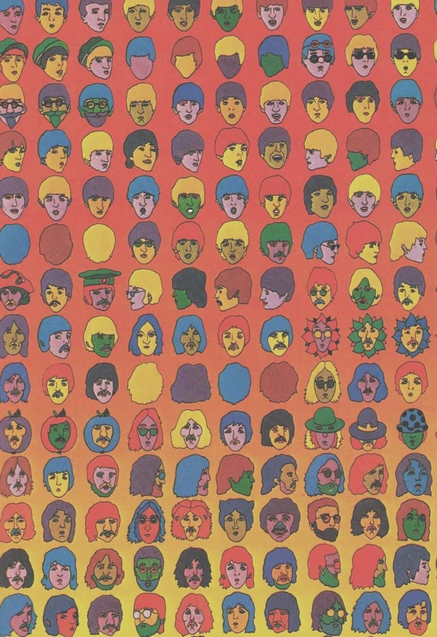 psychedelic 70s aesthetic, psychedelic cartoon faces, colorful hair, HD Phone Wallpaper