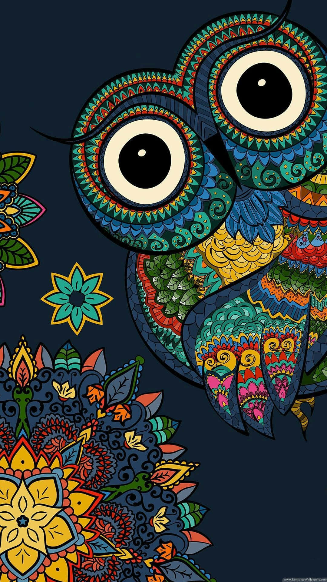 Psychedelic Animals, owl, mandala patterns, Full HD Phone Wallpaper