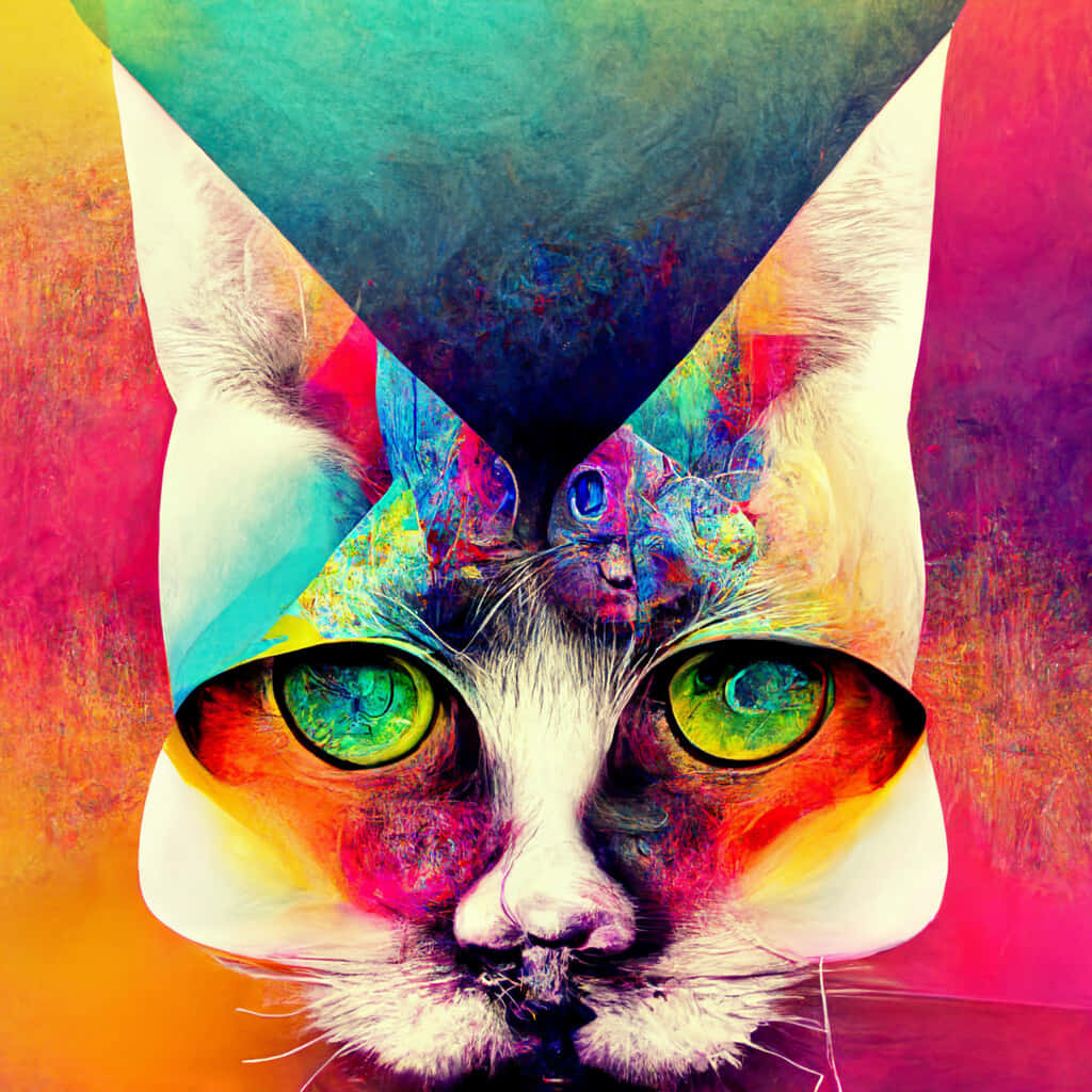 Psychedelic Animals, vibrant abstract colors, glowing green eyes, SD Desktop Wallpaper
