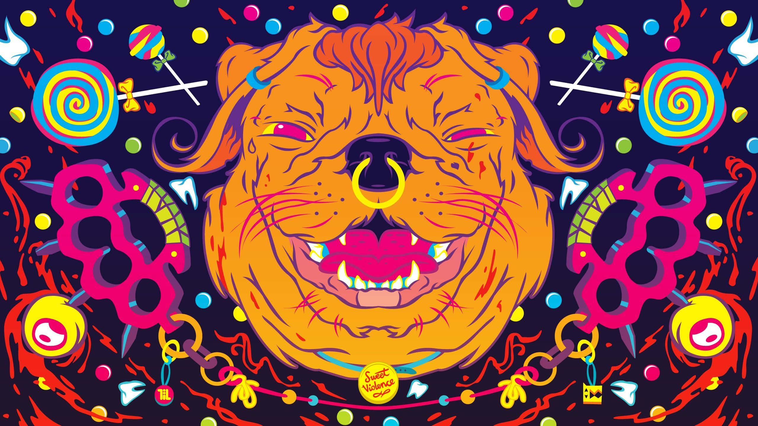 orange dog face, piercings, stitches, 2K Desktop Wallpaper