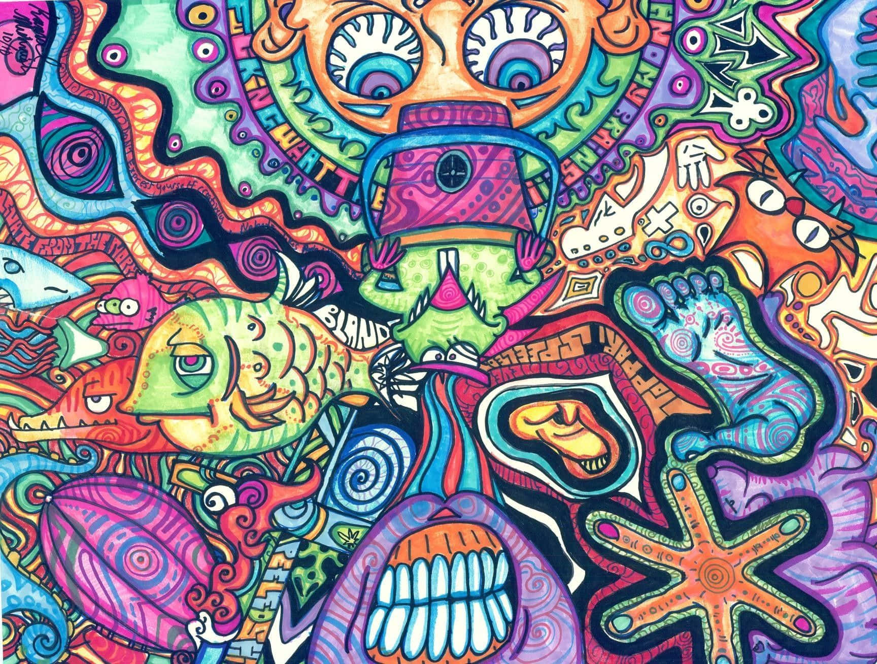Trippy Animals, 1728 x 1308 wallpaper, vibrant psychedelic illustration, HD Desktop Wallpaper