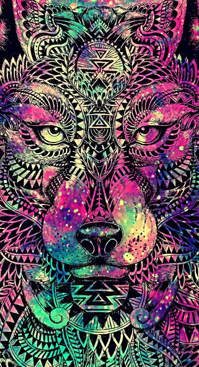 psychedelic tiger face, intricate geometric patterns, vibrant cosmic colors, HD Phone Wallpaper