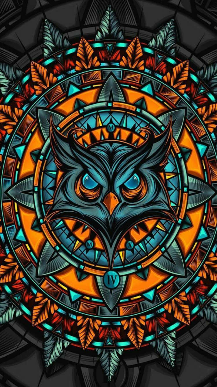 psychedelic animals, owl, piercing blue eyes, HD Phone Wallpaper