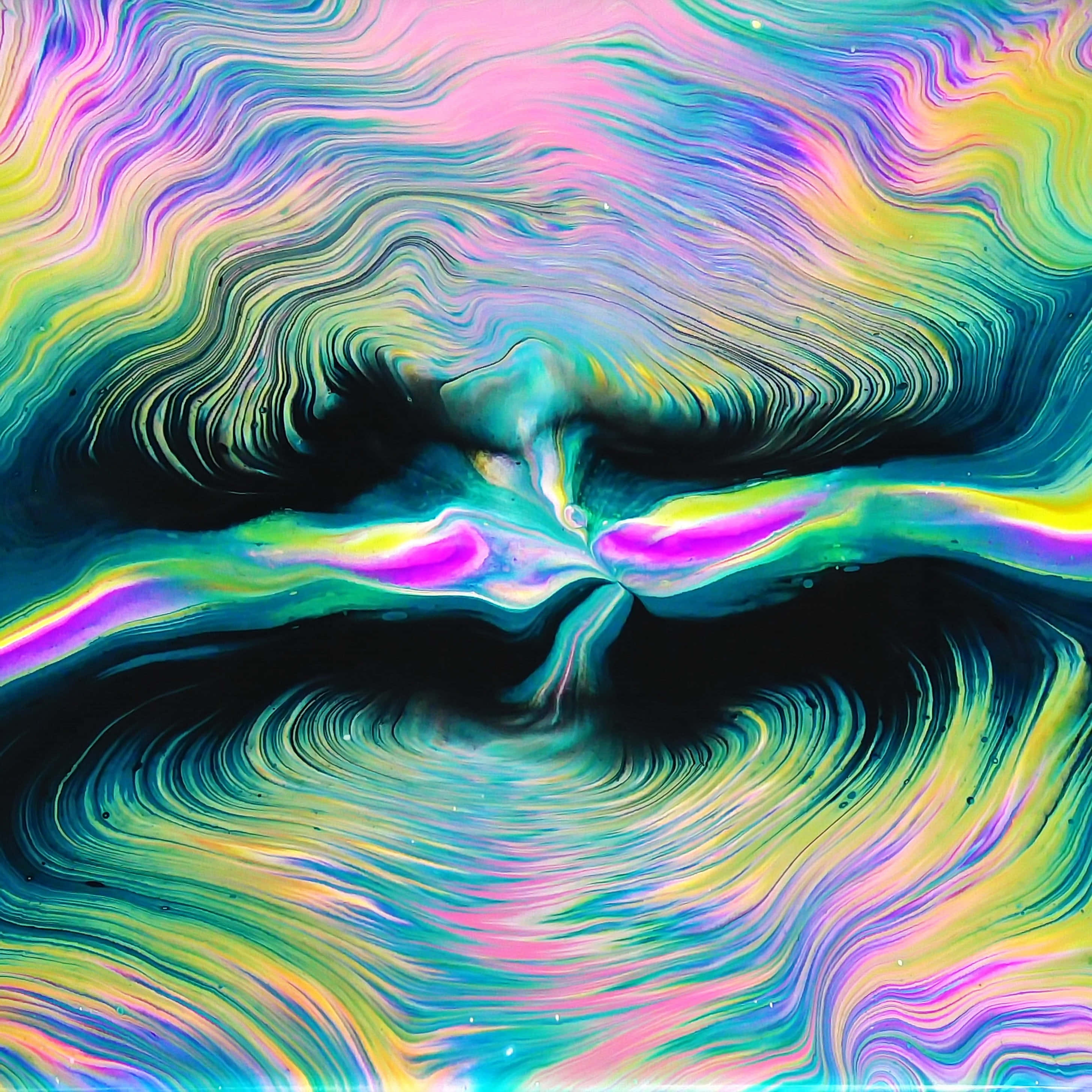 psychedelic art, neon pink, yellow, 2K Desktop Wallpaper