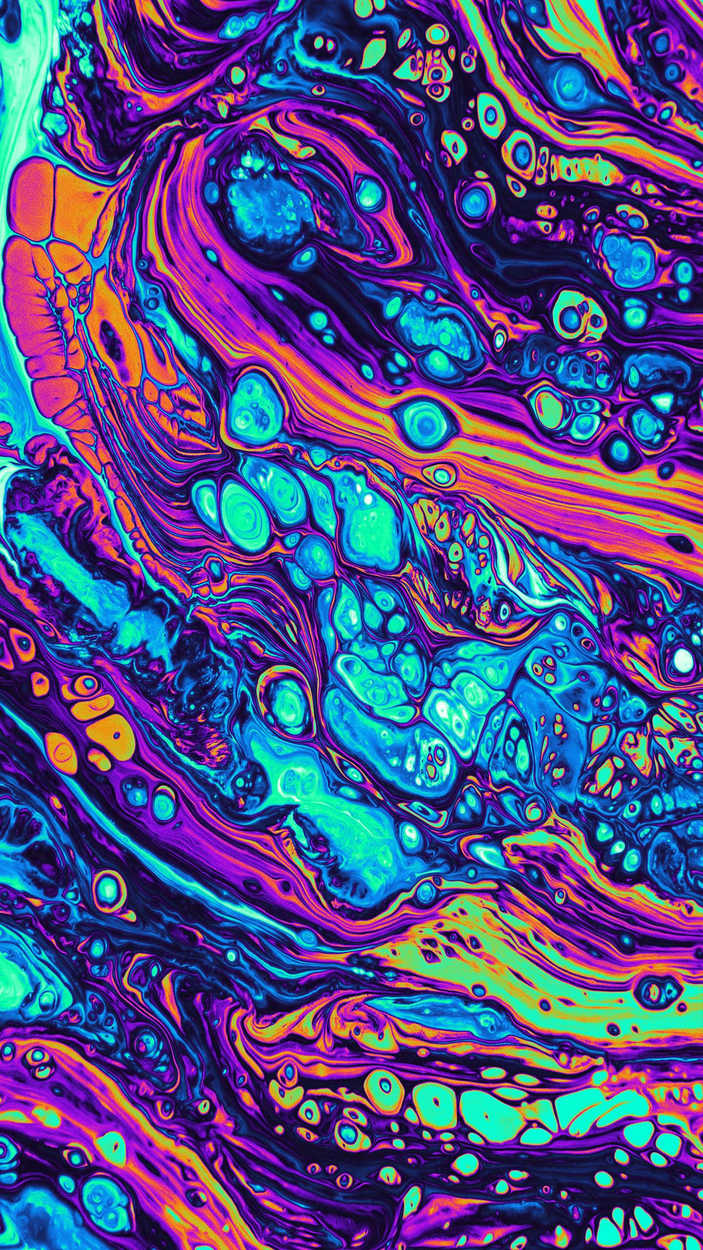 Psychedelic art, neon blue, purple, 2K Phone Wallpaper