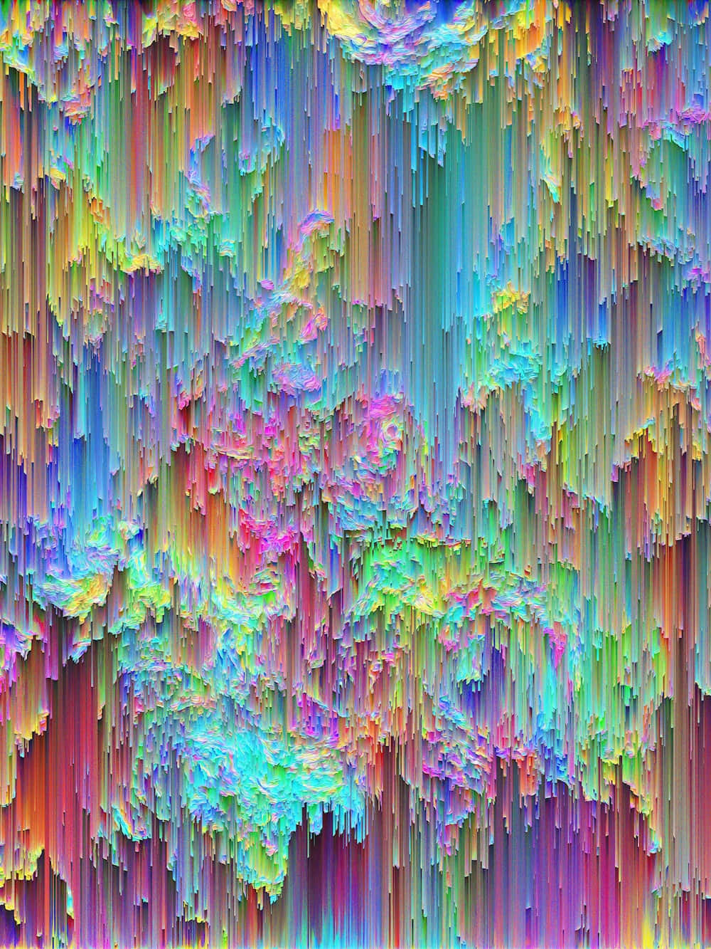 psychedelic art, rainbow pixels, digital waterfall, HD Phone Wallpaper