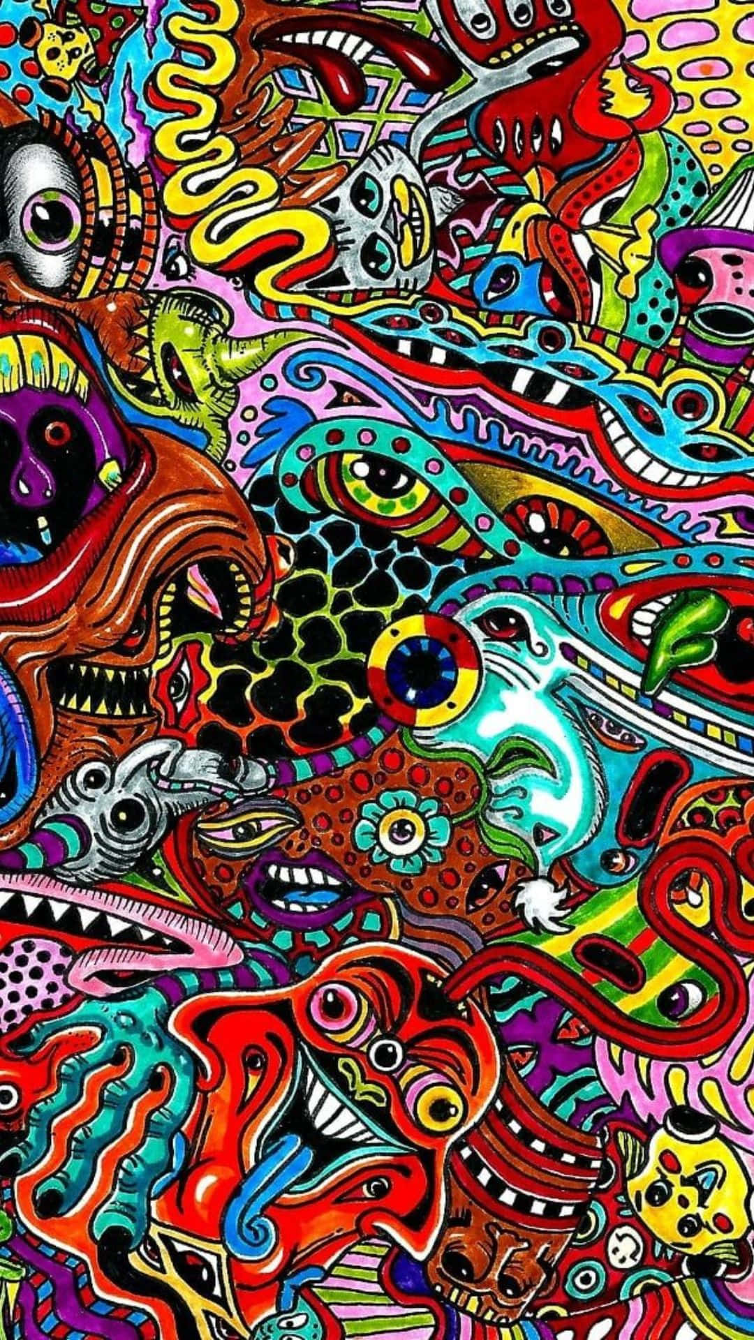 Psychedelic art, 1080 x 1920 wallpaper, Vibrant chaotic psychedelic artwork, Full HD Phone Wallpaper