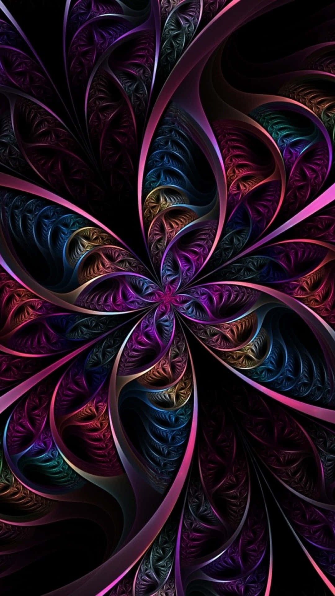 psychedelic art, fractal patterns, deep purples, Full HD Phone Wallpaper
