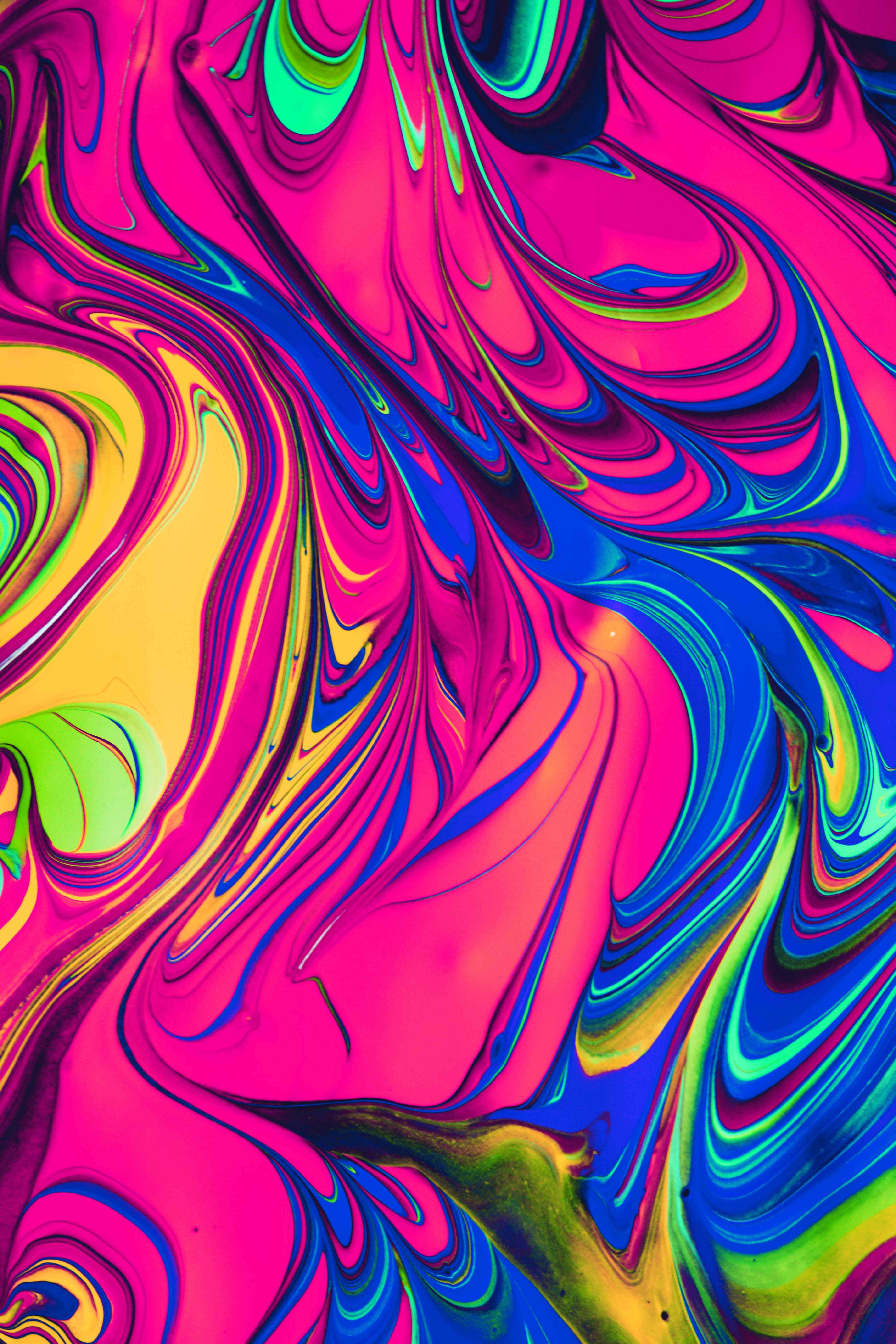 psychedelic art, neon pink, blue, 5K Phone Wallpaper