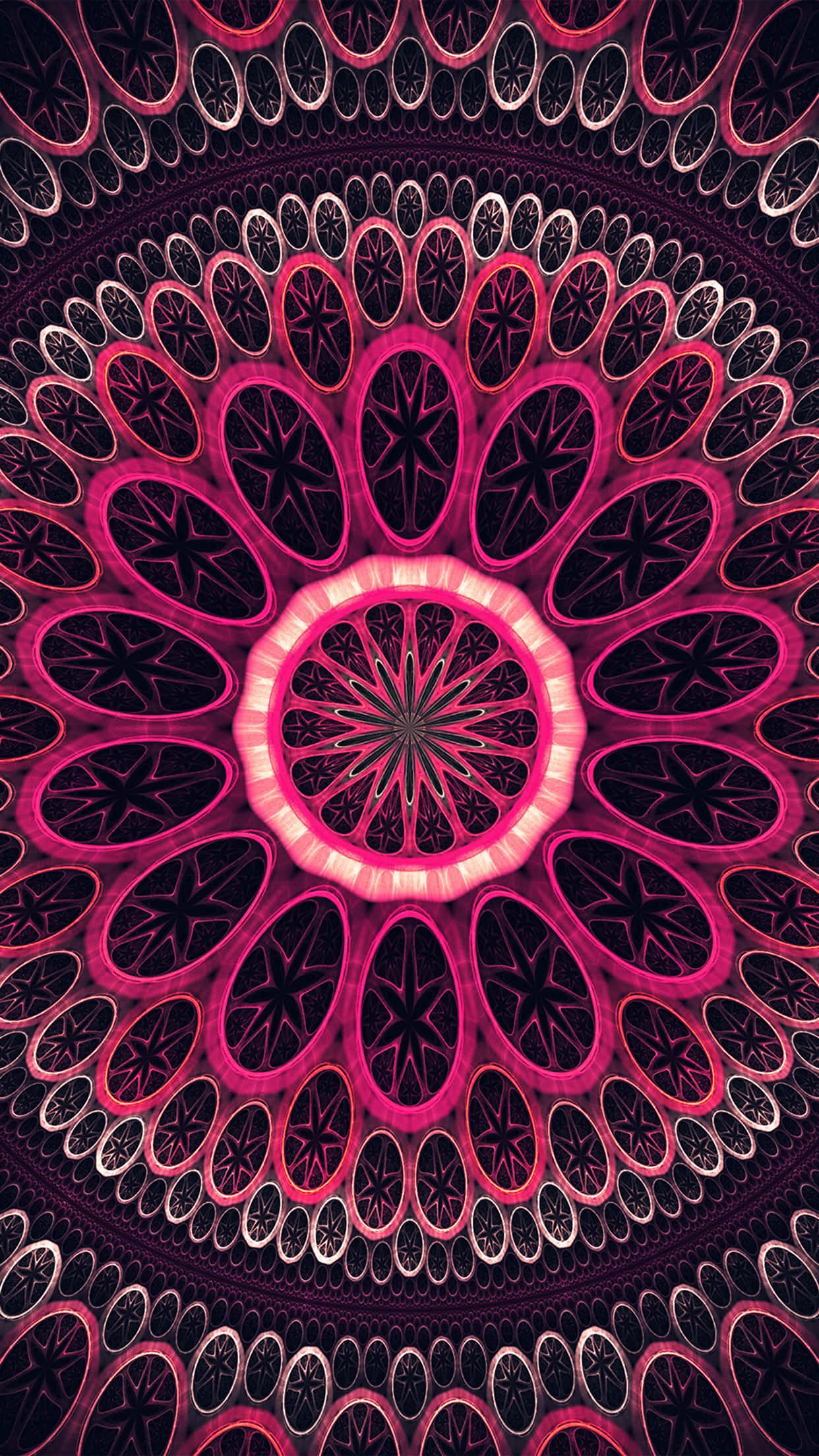 psychedelic art, digital mandala, vibrant pink, Full HD Phone Wallpaper