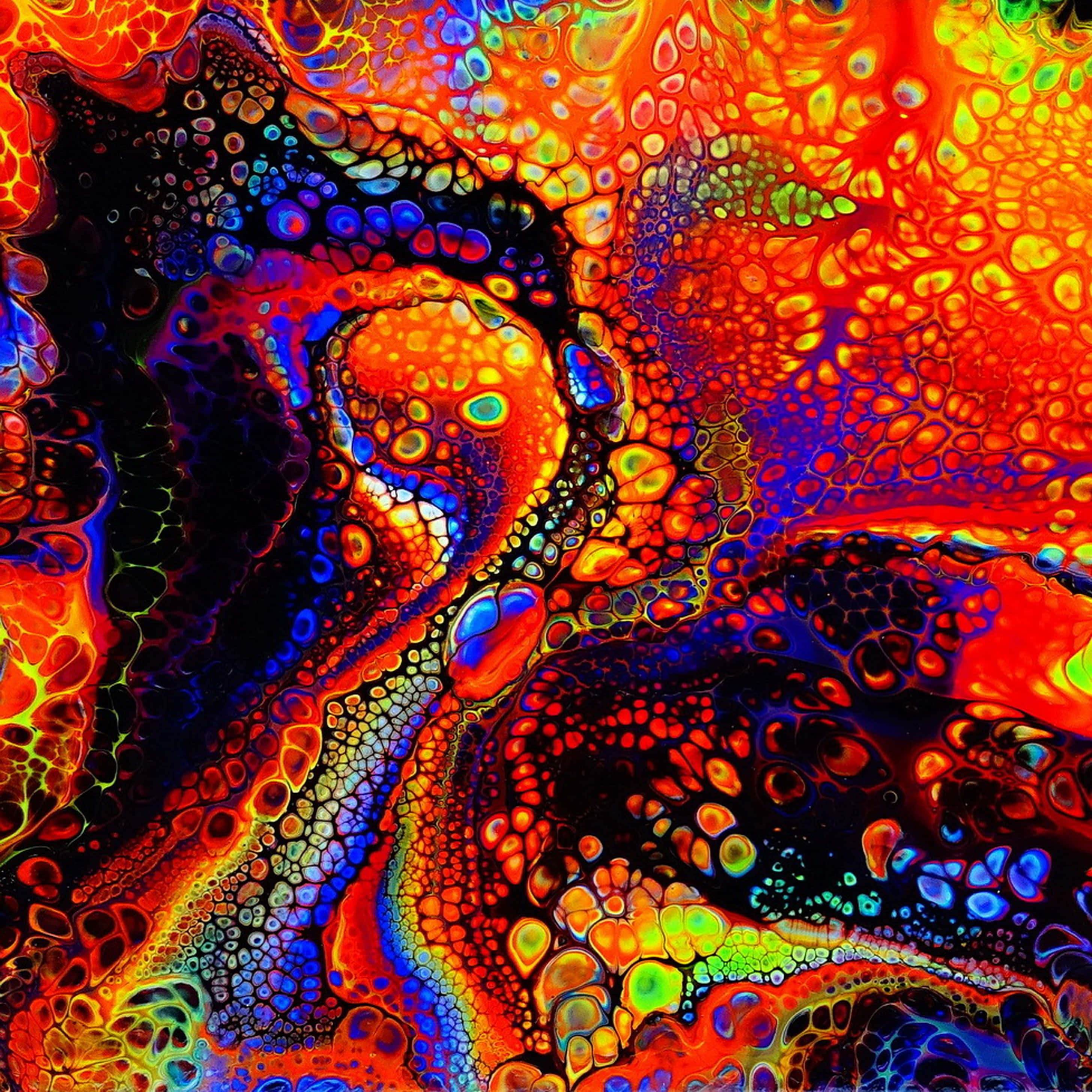 Psychedelic art, neon colors, bubble-like textures, 2K Desktop Wallpaper