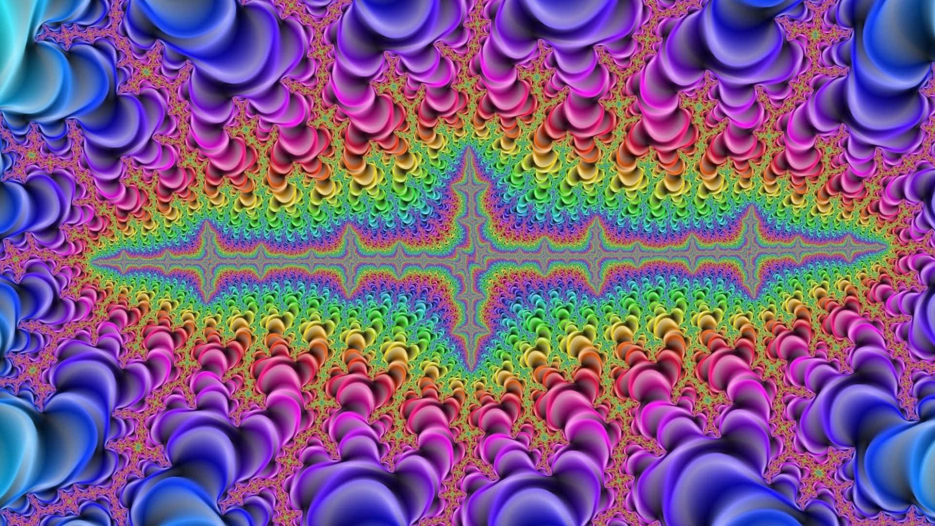 psychedelic art, fractal pattern, central starburst, Full HD Desktop Wallpaper