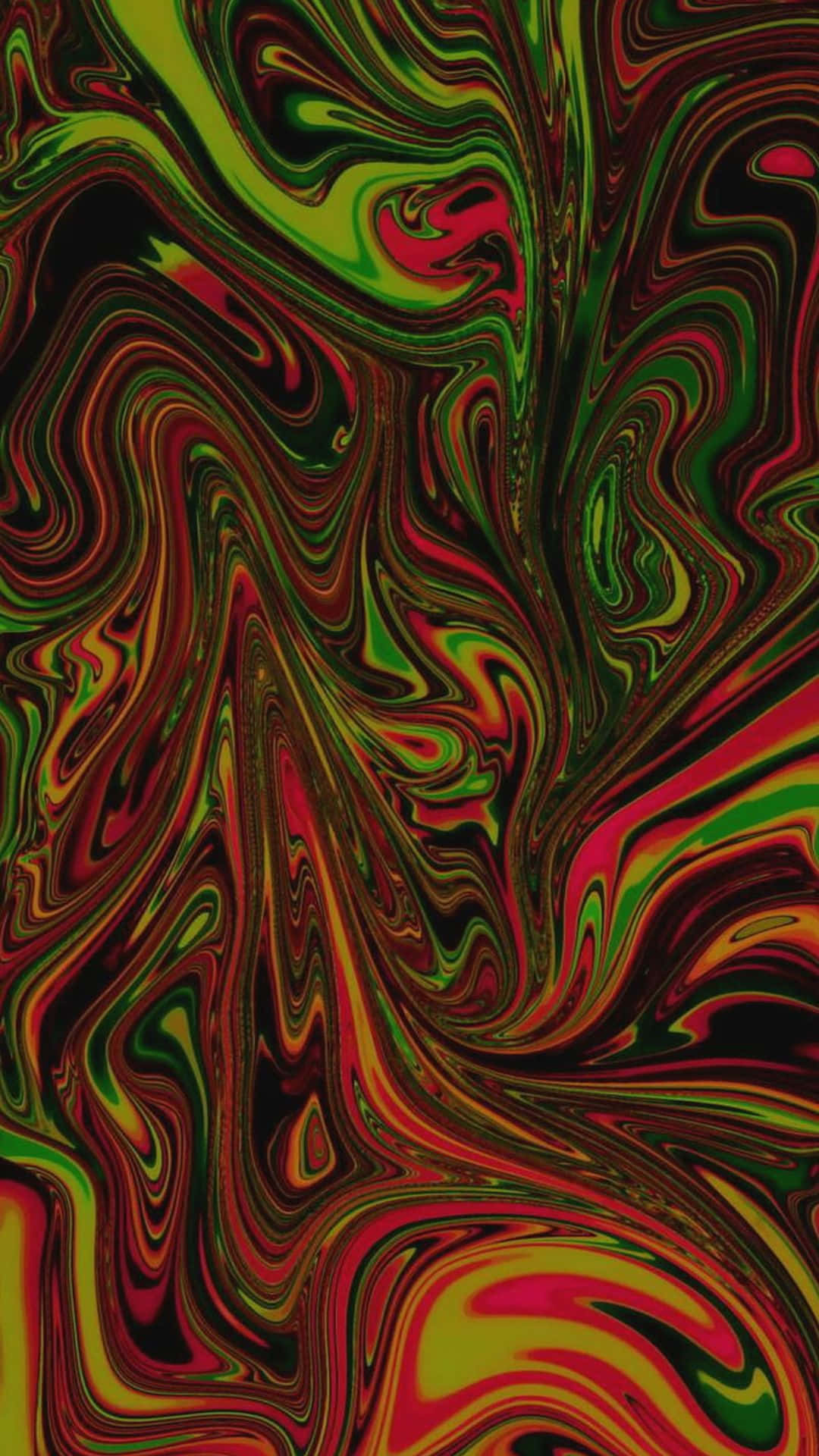 Psychedelic art, red, green, Full HD Phone Wallpaper