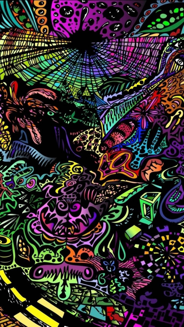 psychedelic, neon colors, intricate organic patterns, HD Phone Wallpaper
