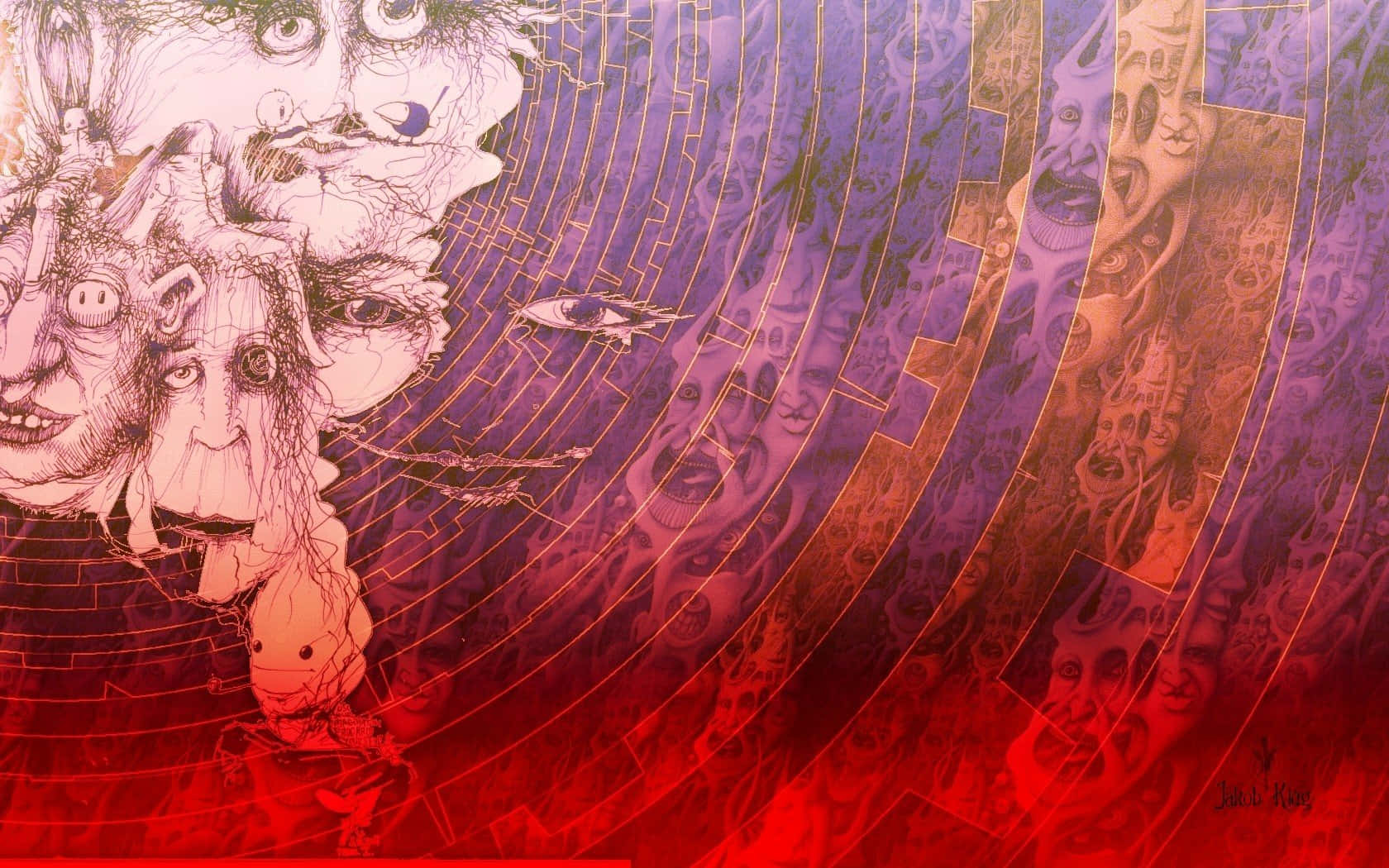 dark psychedelic, surreal digital artwork, overlapping distorted faces, HD Desktop Wallpaper