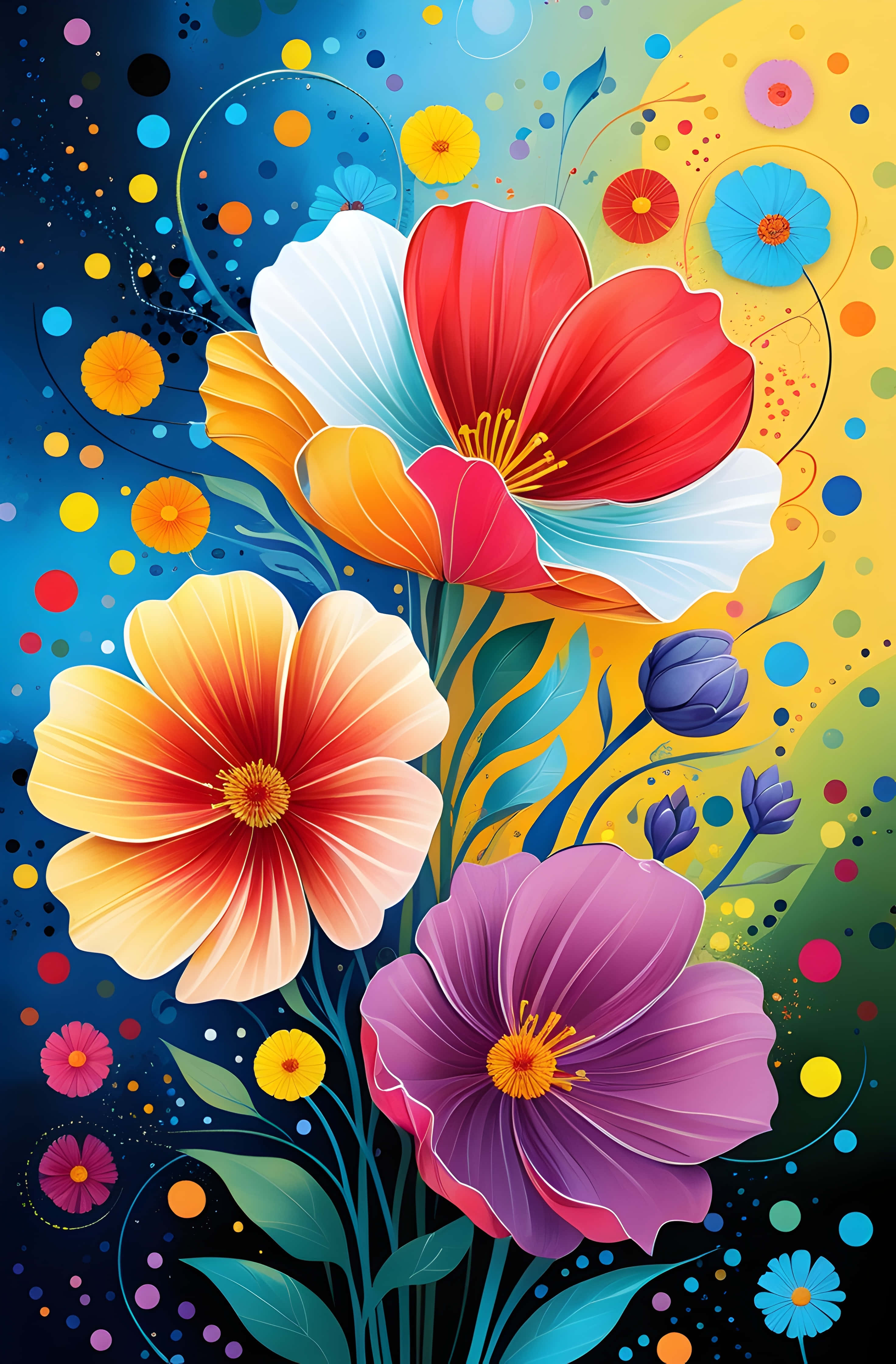Cosmic Bloom Art, red, orange, 4K Phone Wallpaper