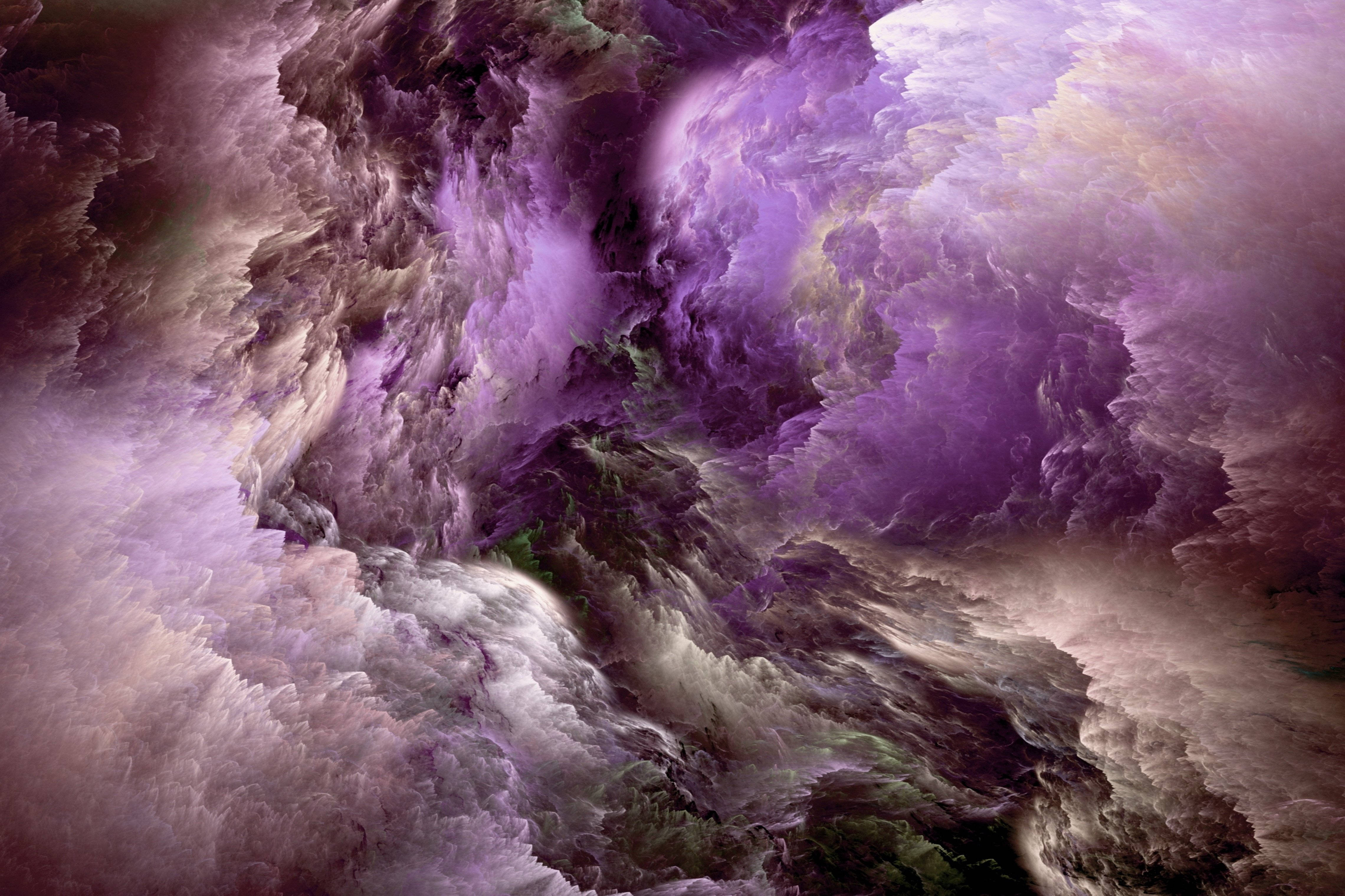 black and purple psychedelic cloud, swirling cosmic nebula, deep purples, 4K Desktop Wallpaper