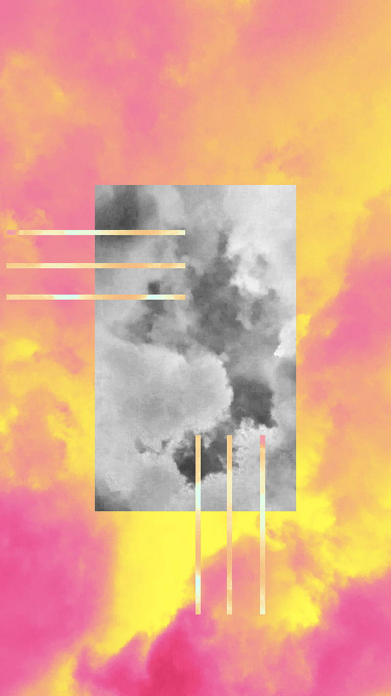 pink and yellow psychedelic cloud, vibrant pink and yellow watercolor background, monochrome cloud scene, HD Phone Wallpaper