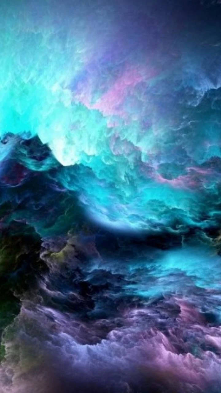 Mystical Psychedelic Cloudscape, electric teal purple, pink hues, HD Phone Wallpaper