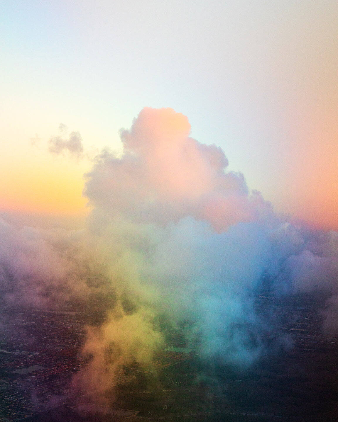 Rainbow Psychedelic Cloud, pastel hues, pink orange and blue, HD Phone Wallpaper