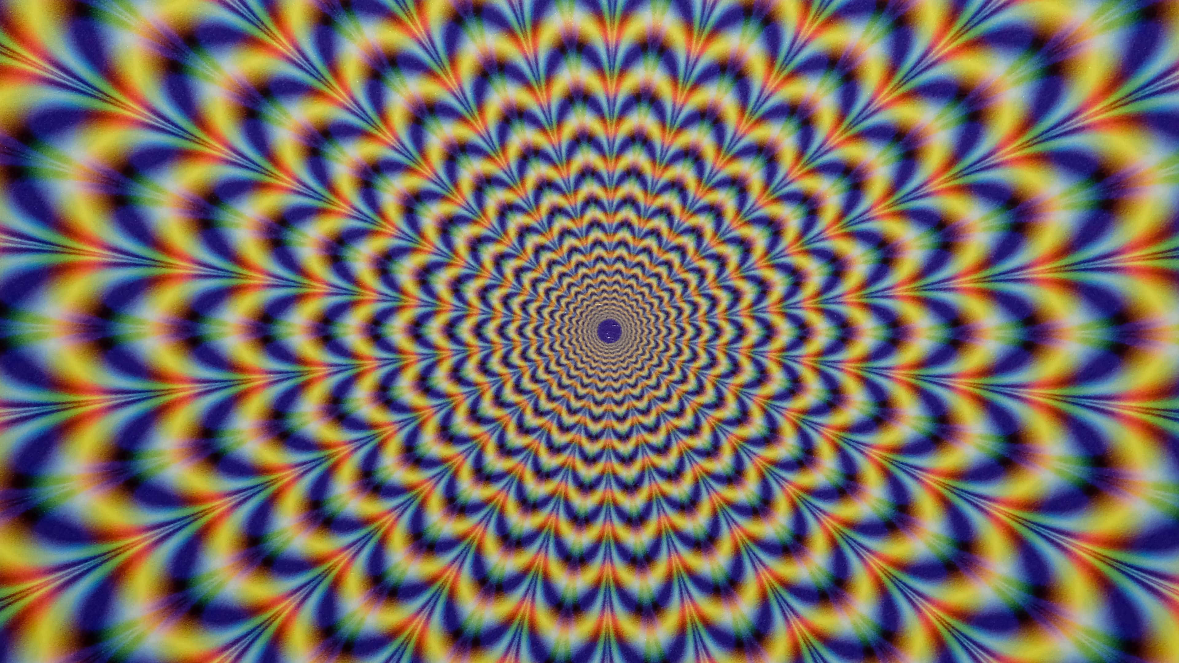 Psychedelic Colors, vibrant psychedelic spiral pattern, hypnotic rainbow hues, 4K Desktop Wallpaper