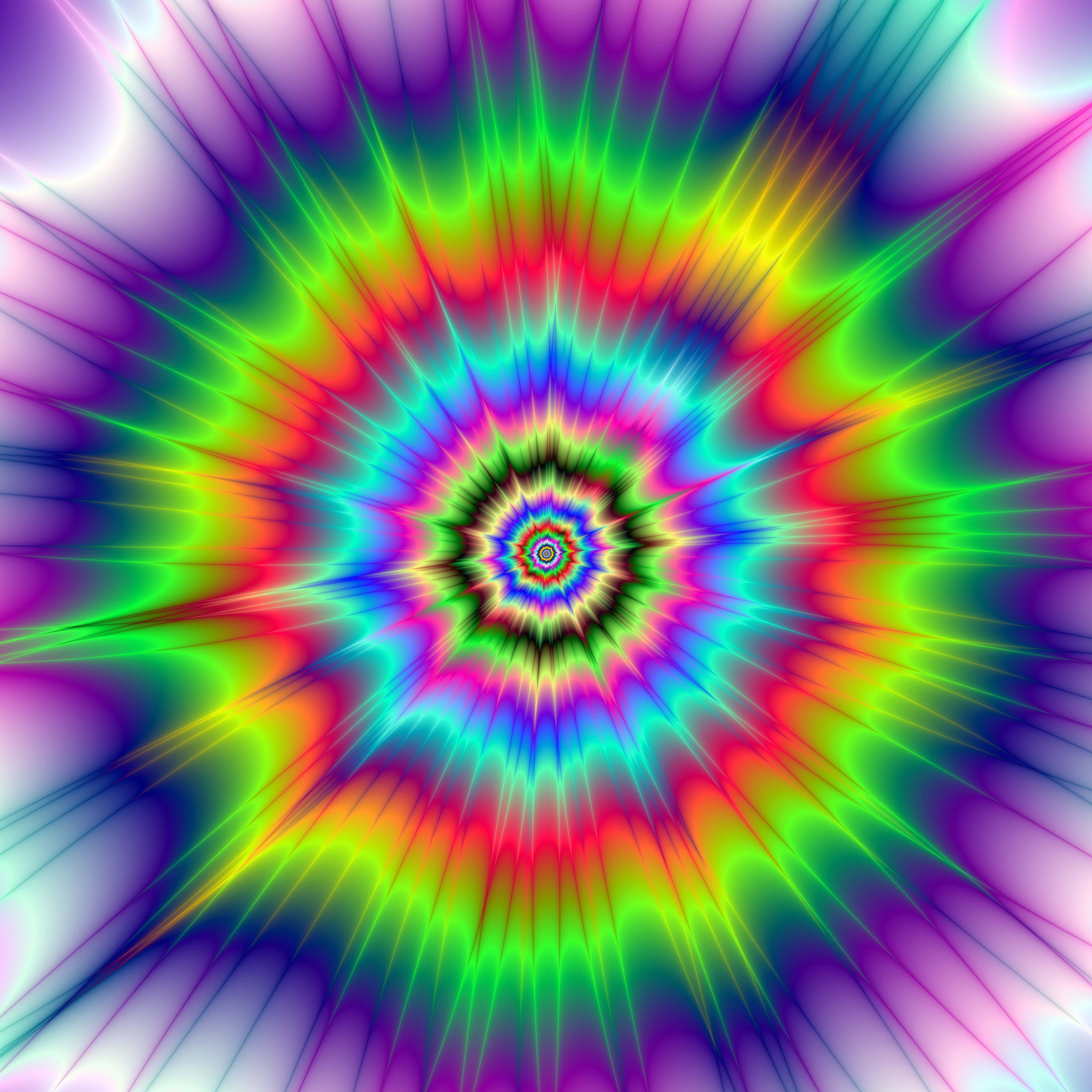 psychedelic spiral, rainbow background, neon rainbow hues, 4K Desktop Wallpaper