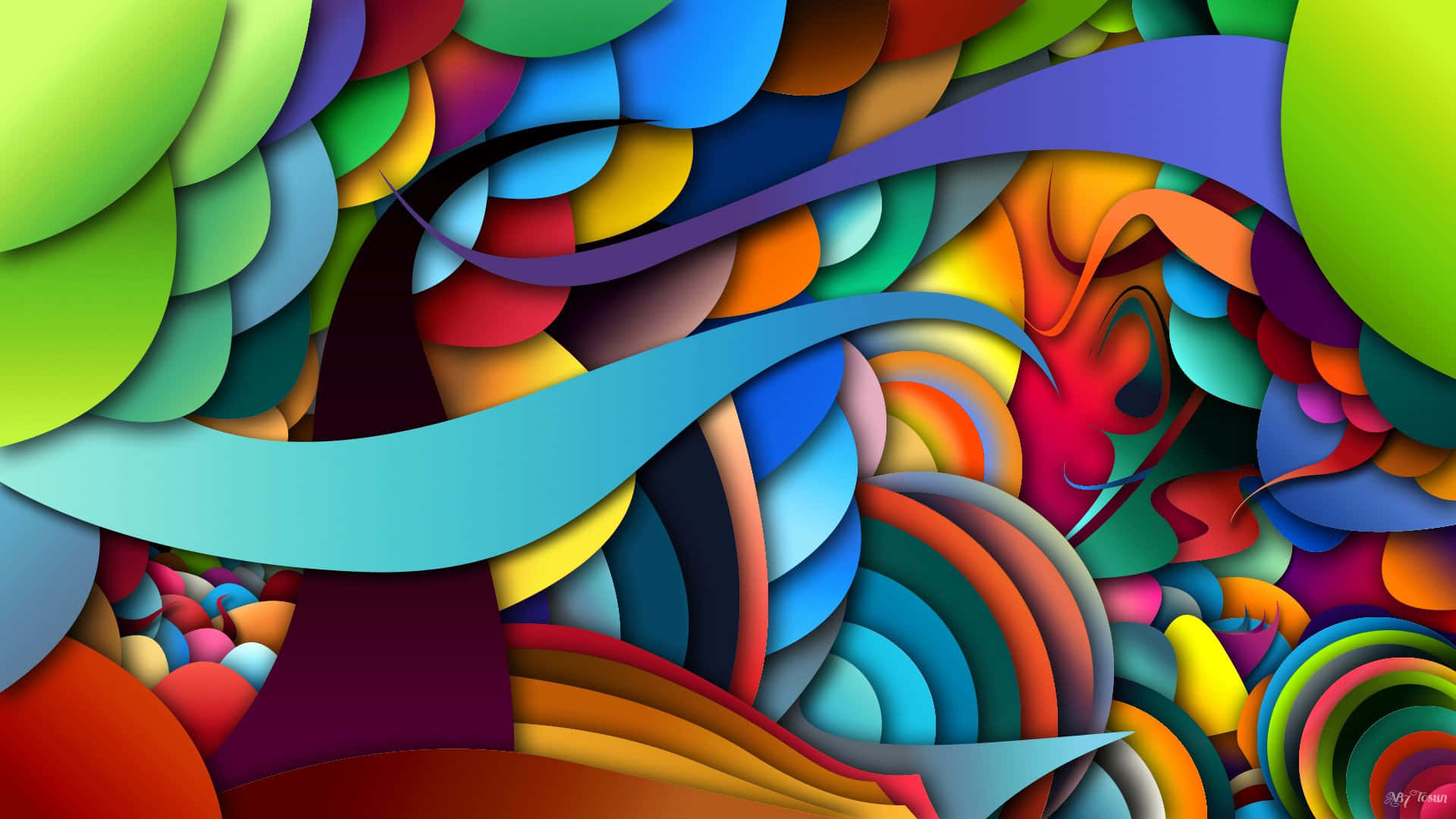 Psychedelic Colors, rainbow hues, vibrant abstract swirls, Full HD Desktop Wallpaper