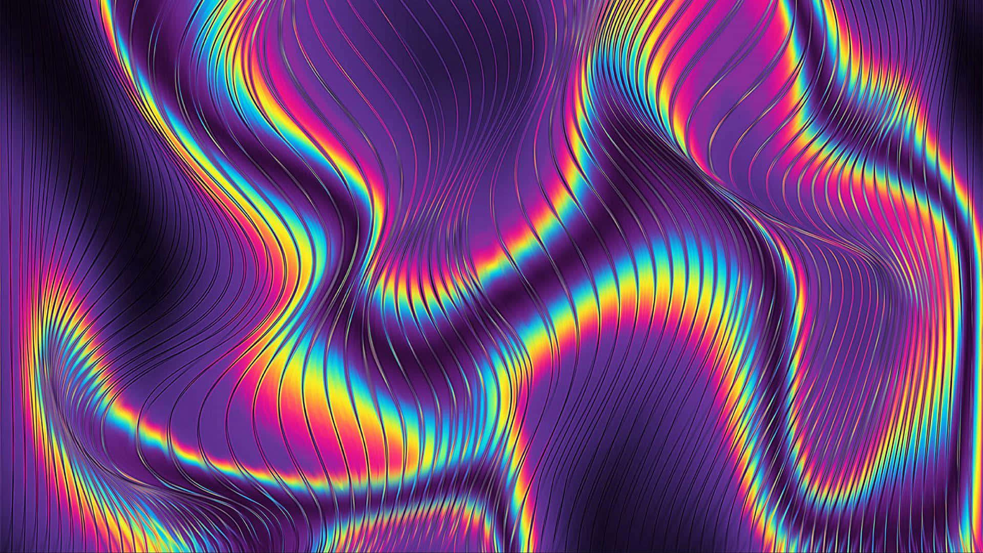 Psychedelic Colors, neon waves, dark purple digital canvas, Full HD Desktop Wallpaper