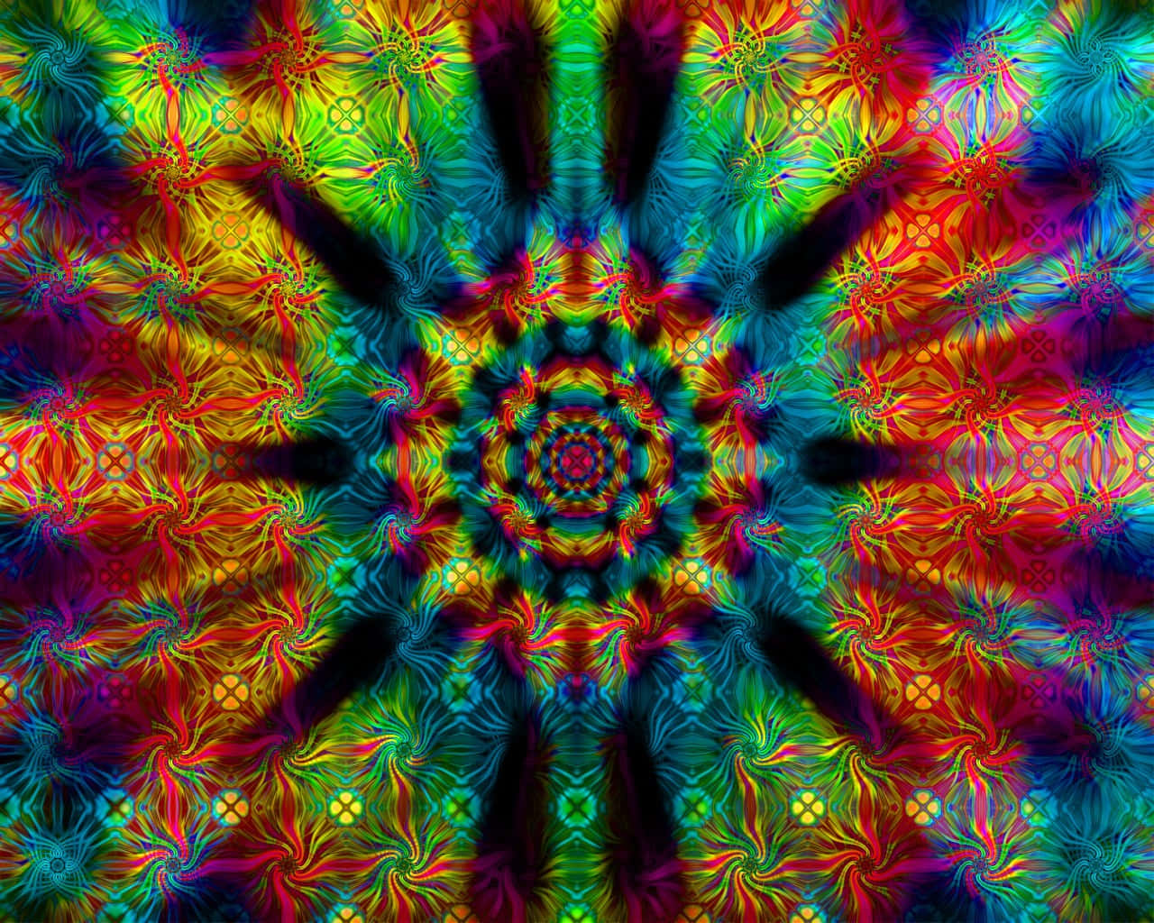 psychedelic kaleidoscope, swirling fractal patterns, central core, HD Desktop Wallpaper