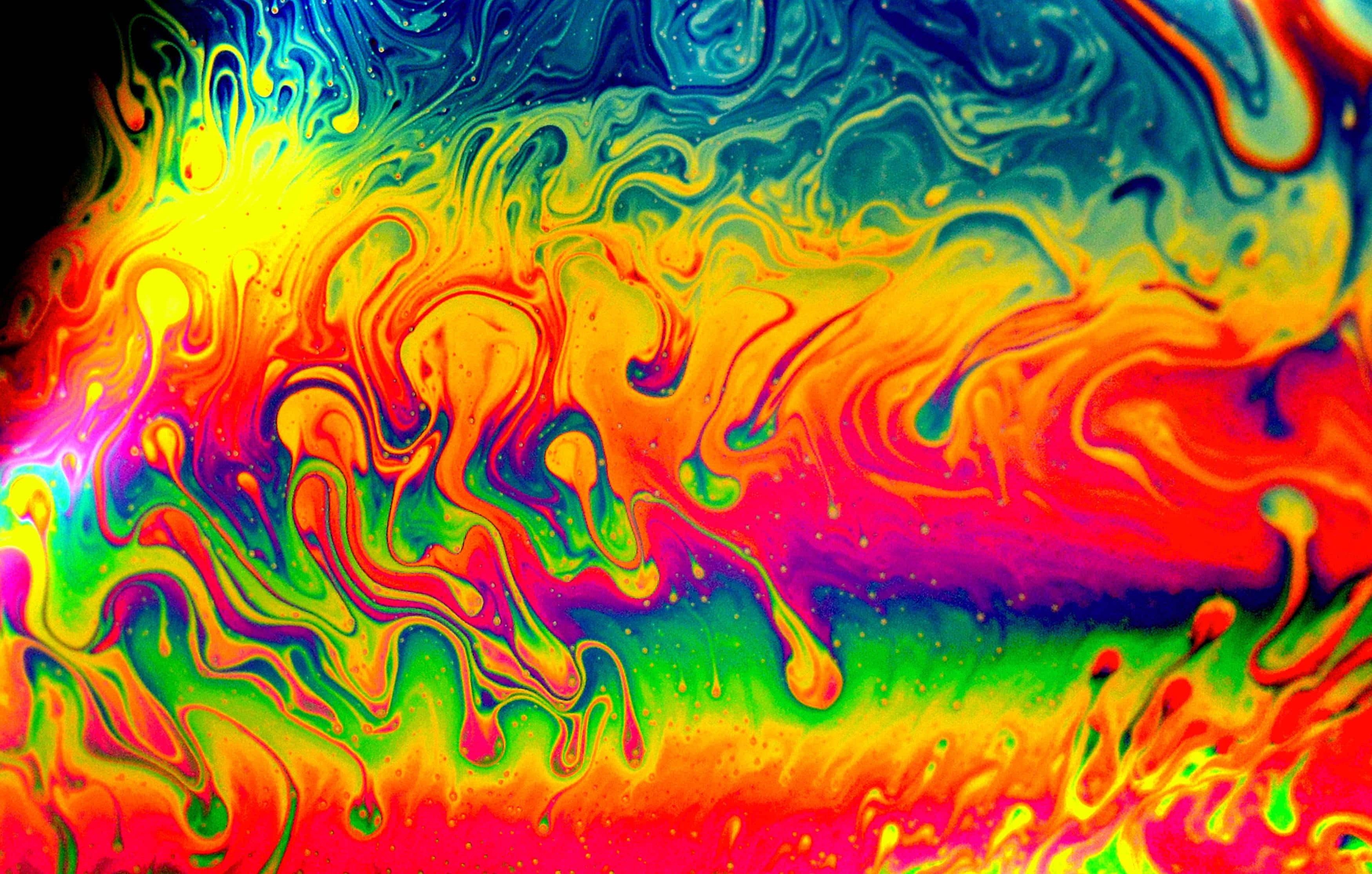 Psychedelic Colors, vibrant swirling rainbow colors, fluid motion, 2K Desktop Wallpaper