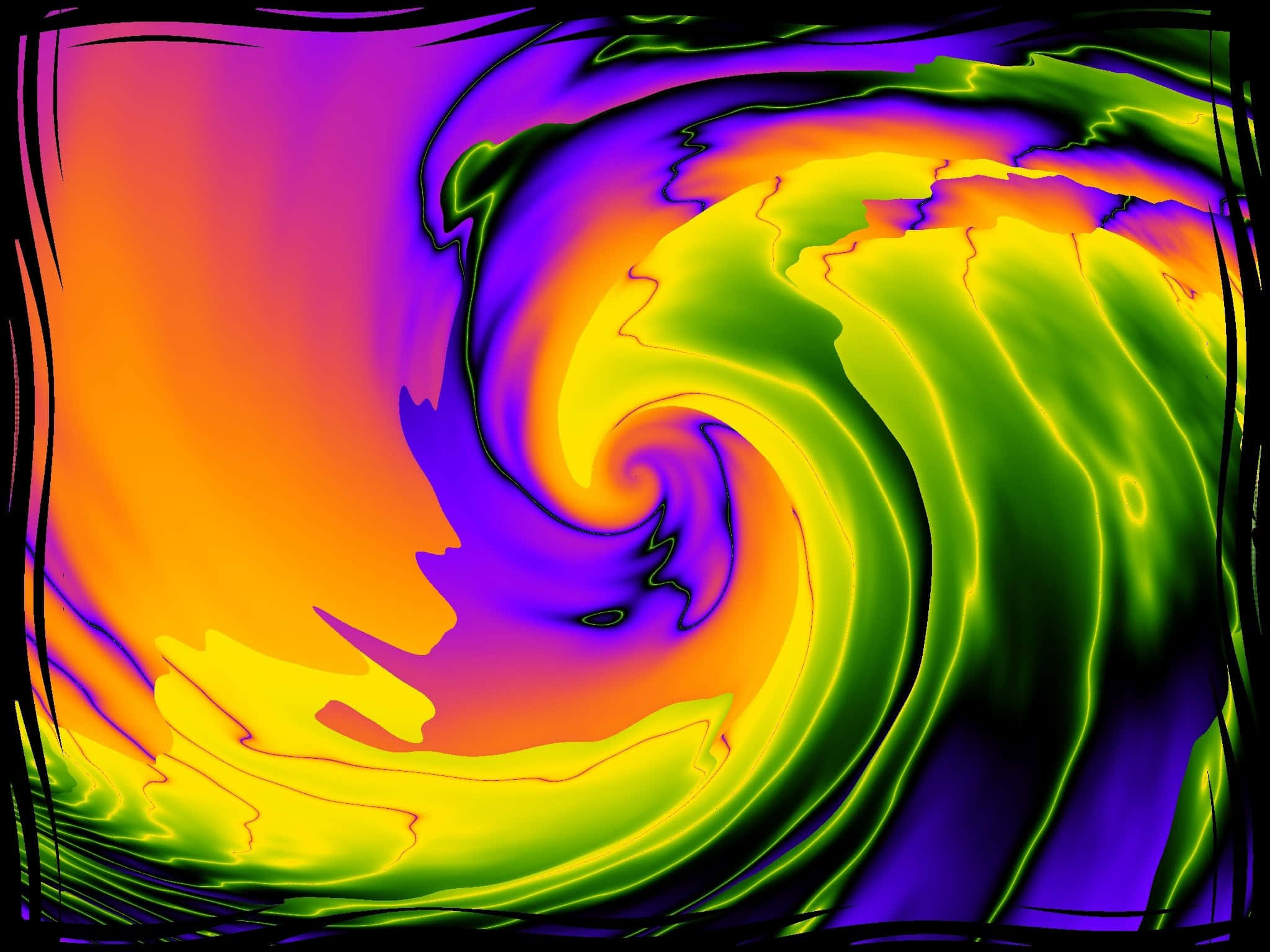 Psychedelic Colors, neon orange, green, Full HD Desktop Wallpaper