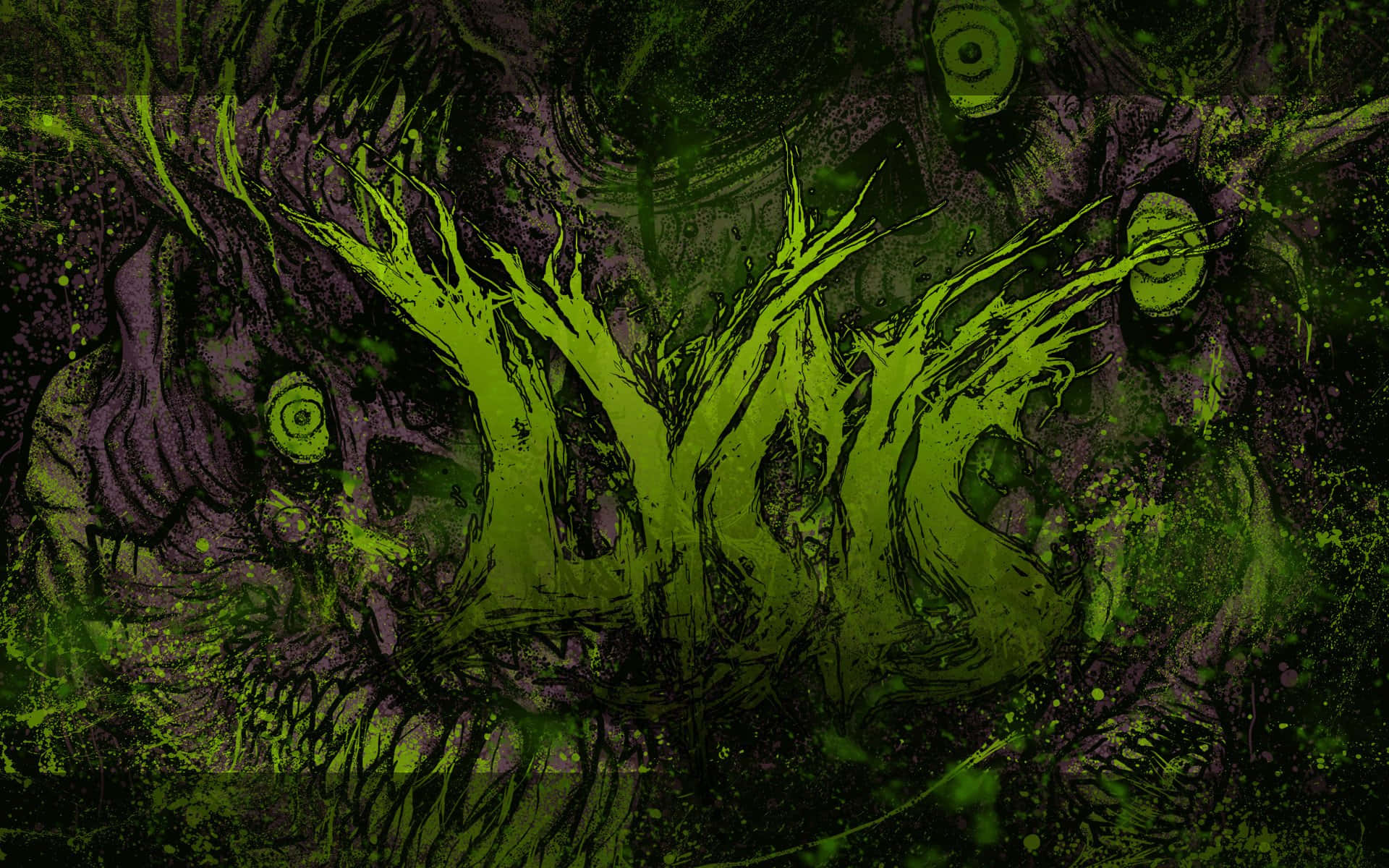 neon green, dark purple, textured background, Full HD Desktop Wallpaper