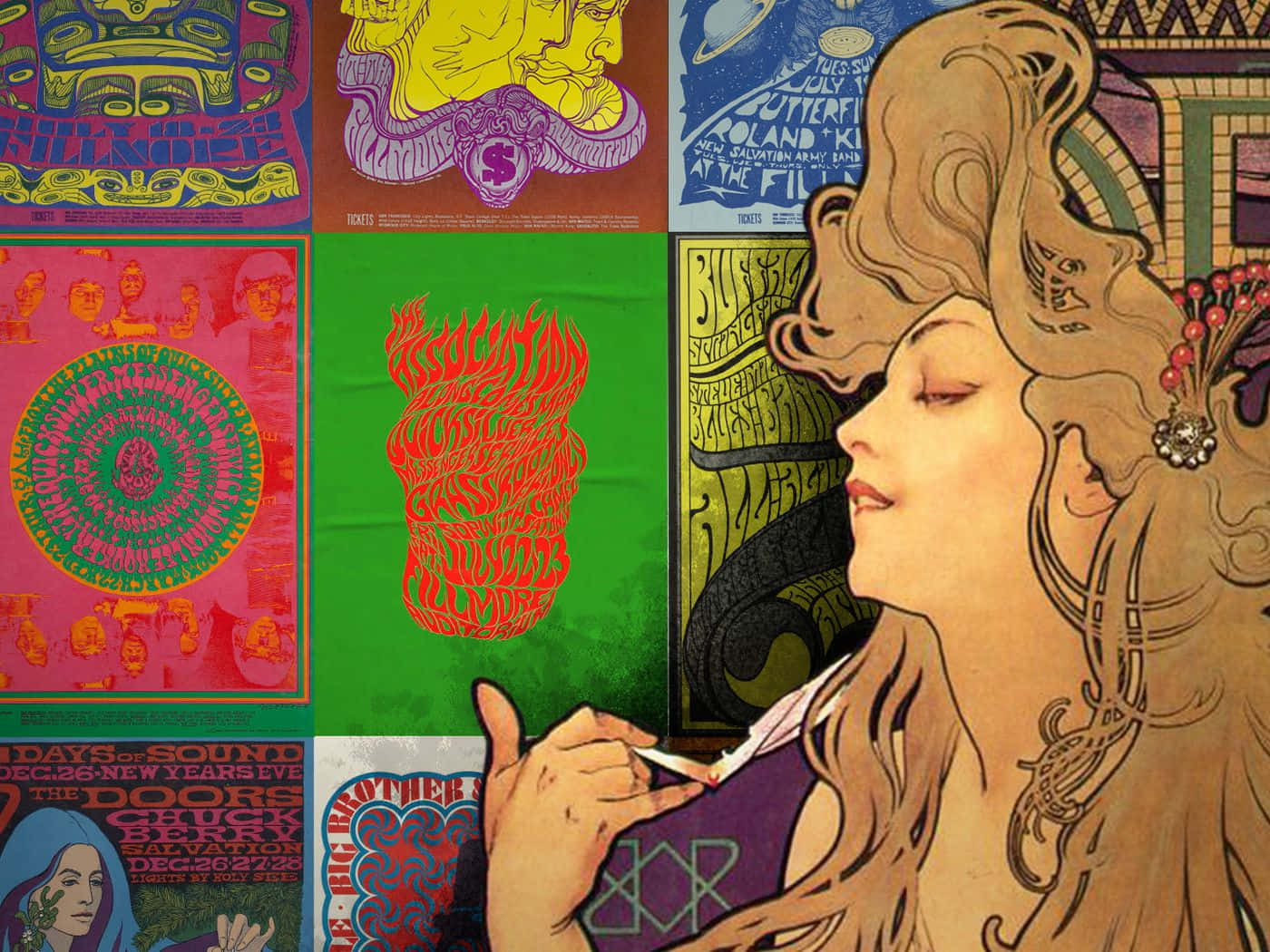 1960s psychedelic, psychedelic poster collage, swirling patterns, HD Desktop Wallpaper