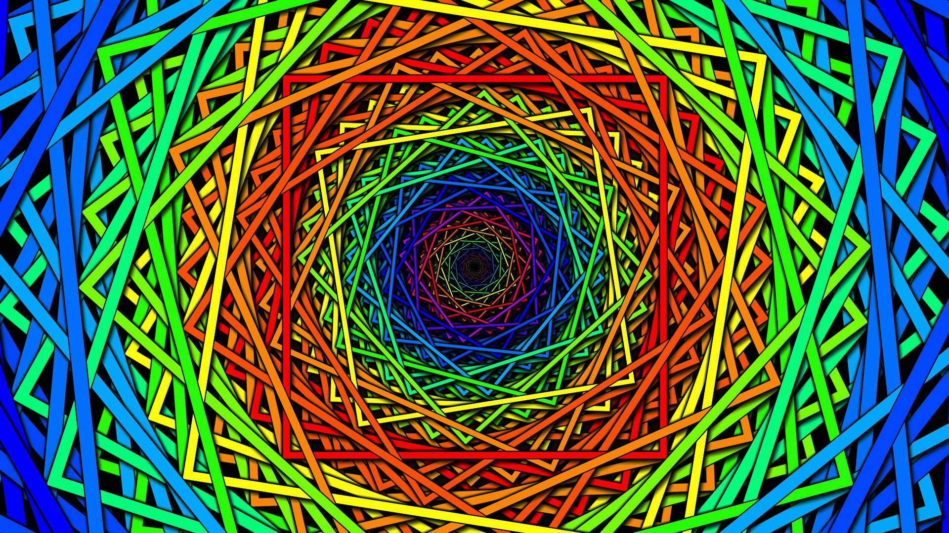 Psychedelic Colorful Rainbow, vibrant rainbow-colored, geometric lines, Full HD Desktop Wallpaper