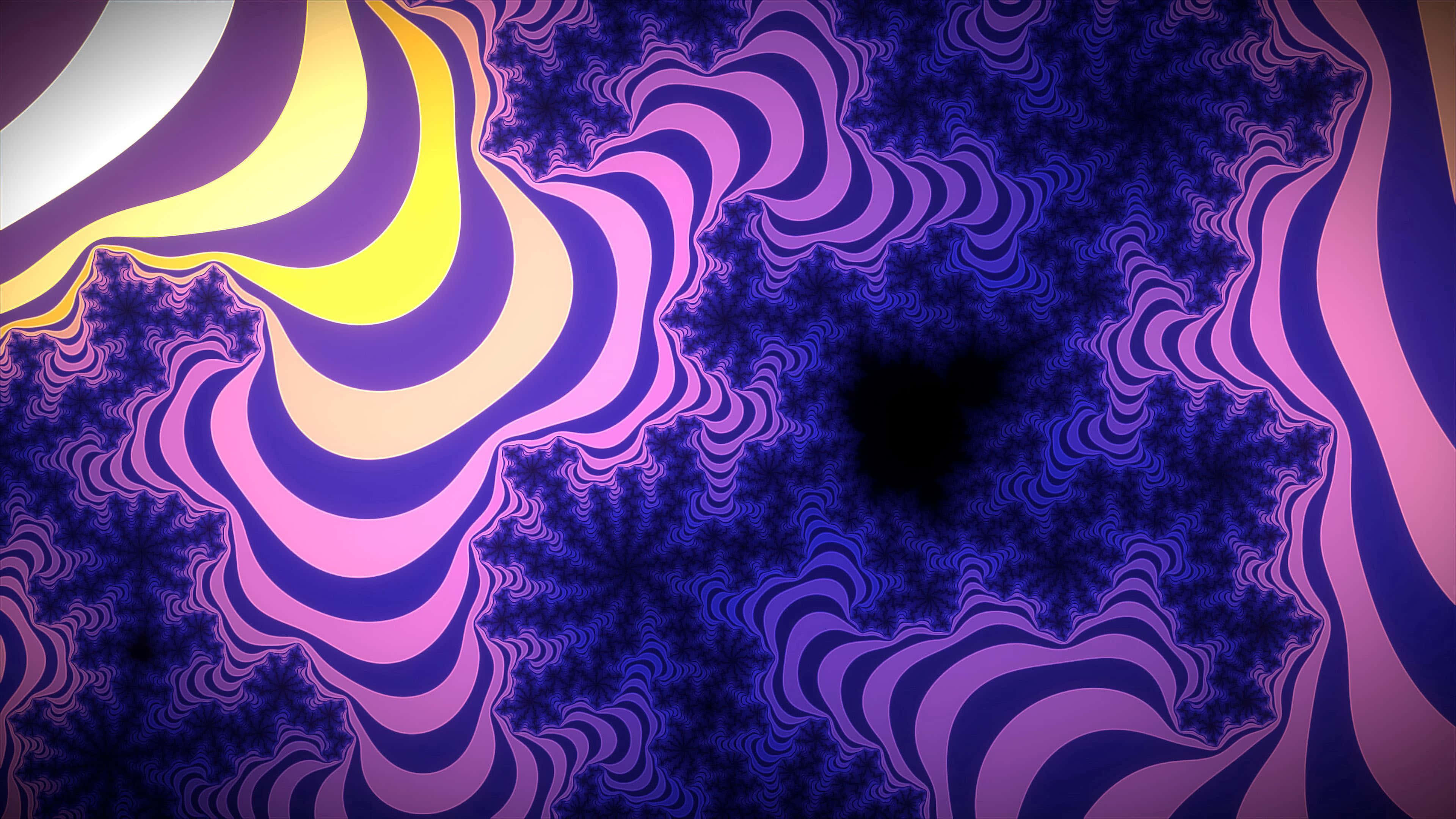 Psychedelic Fractals, purple, yellow, 4K Desktop Wallpaper